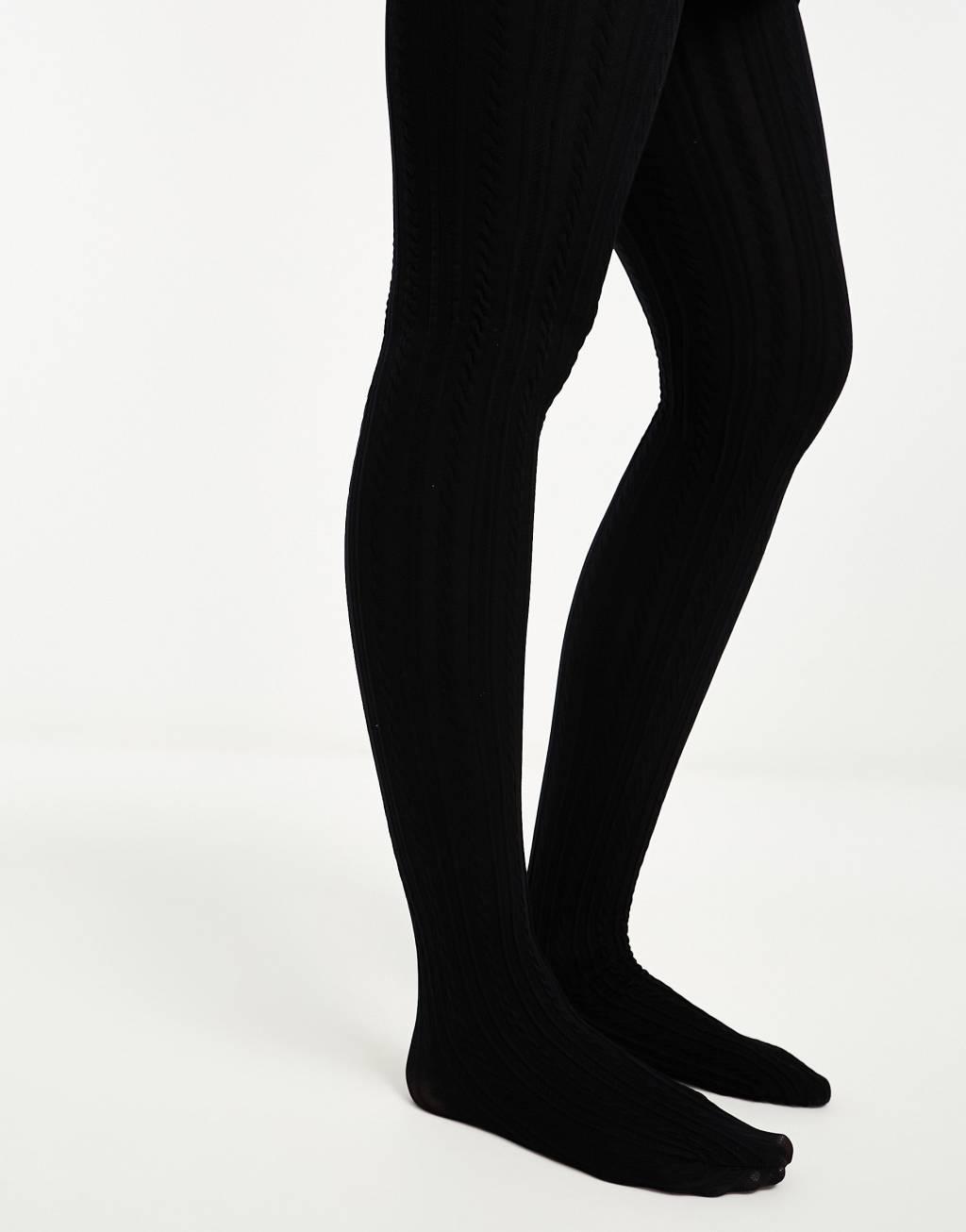 My Accessories London cable knit tights in black Product Image