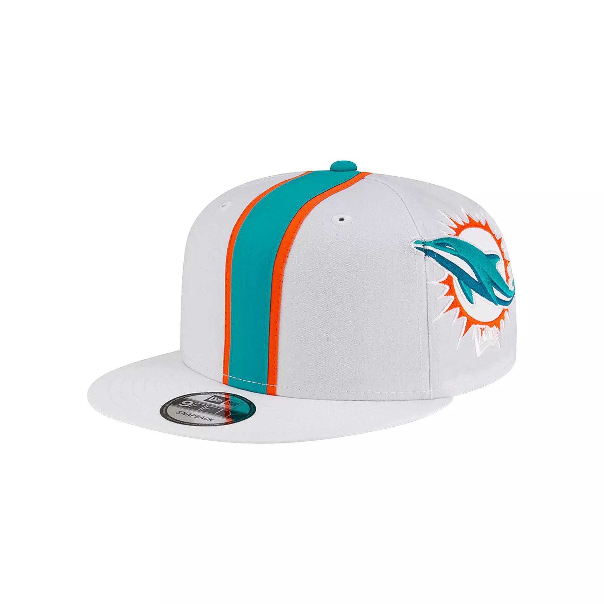 Men's New Era White Miami Dolphins  Helmet 9FIFTY Snapback Hat Product Image