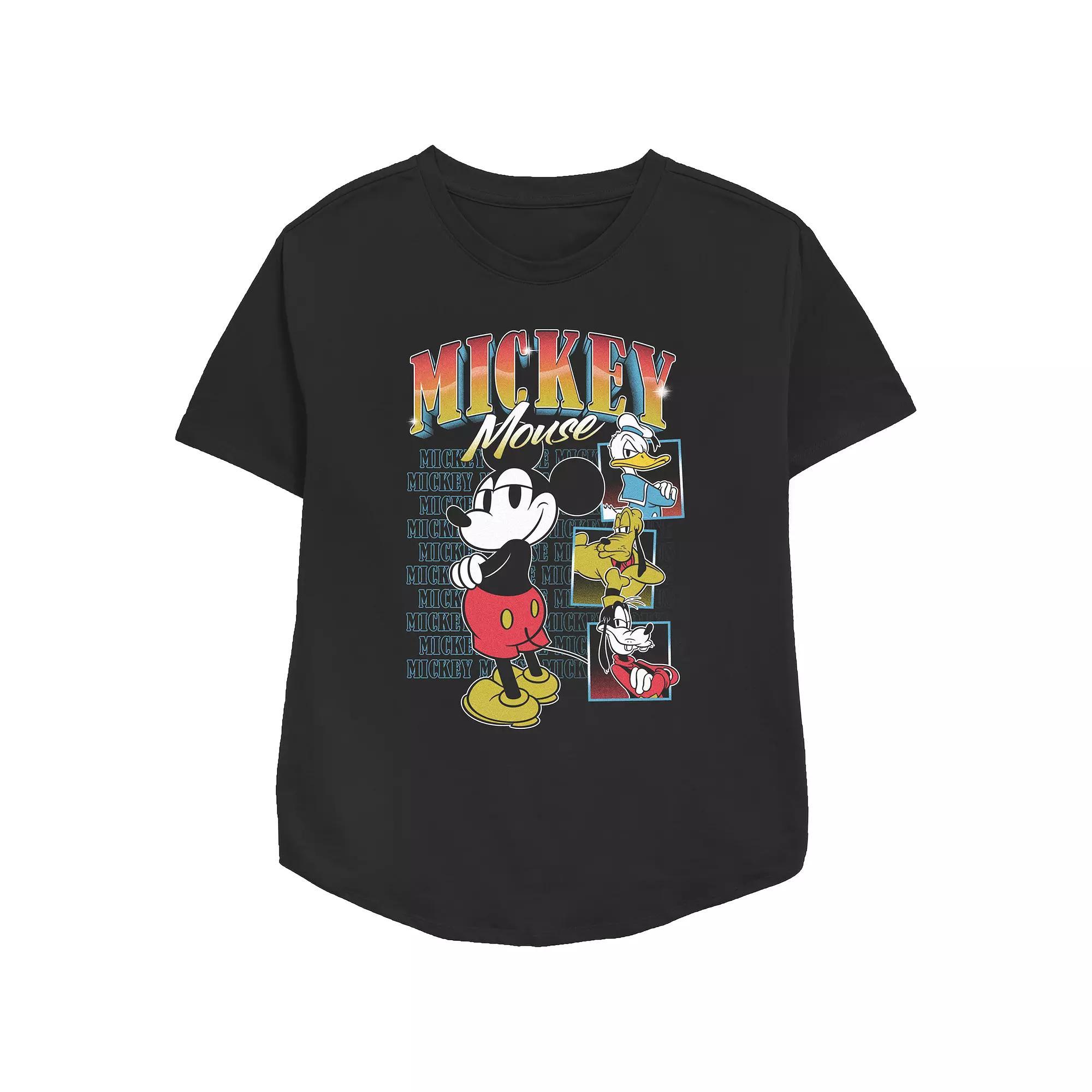 Disney's Mickey Mouse & Friends Women's Tough Group Relaxed Fit Graphic Tee, Girl's, Size: XS, Black Product Image