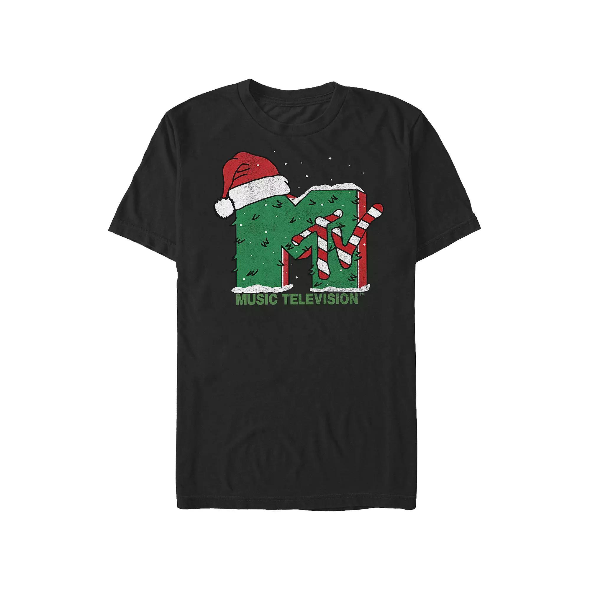 Men's MTV Christmas Tree Print Logo Graphic Tee,  Product Image