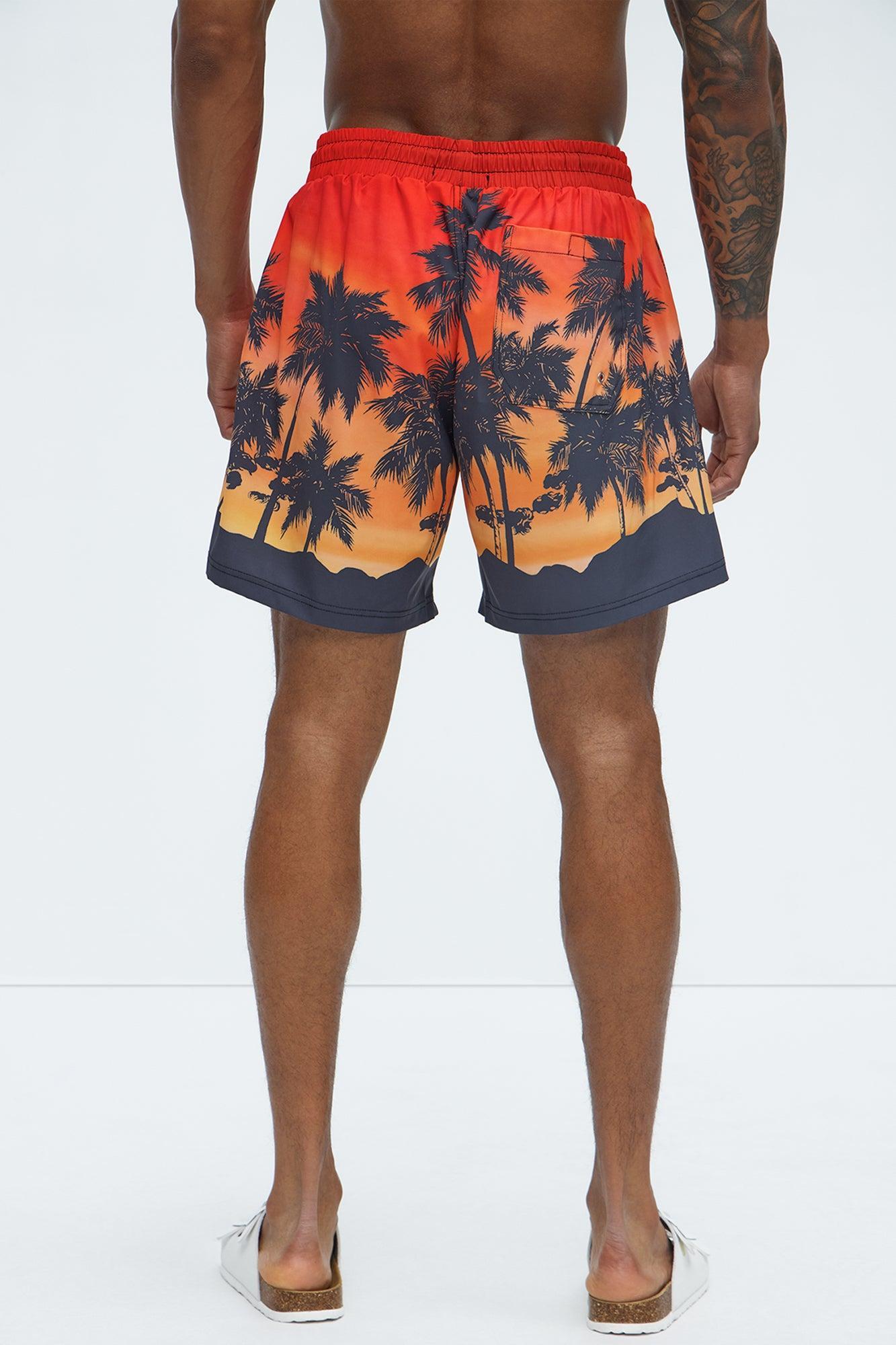 Sunset Palm Swim Mid Trunk - Multi Color Product Image