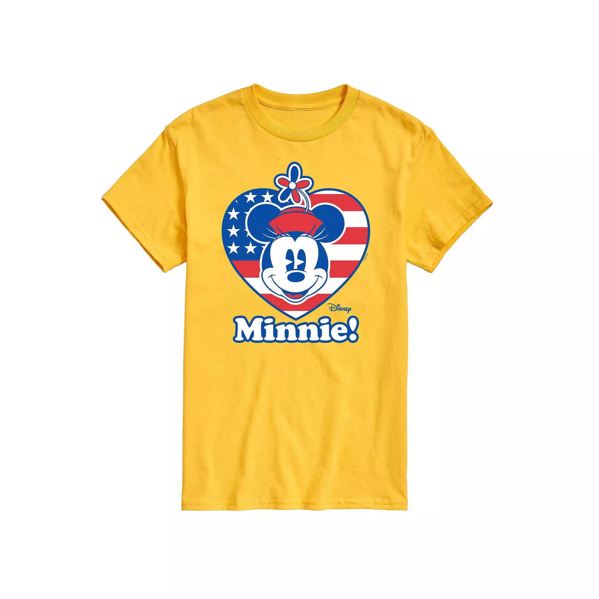 Disney's Minnie Mouse Men's Flag Heart Graphic Tee, Size: Large, Yellow Product Image