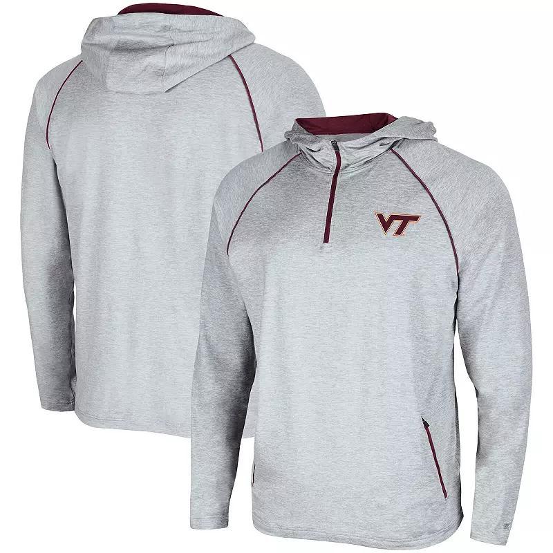 Mens Colosseum Heathered Gray Virginia Tech Hokies Timeline Raglan Quarter-Zip Hoodie Product Image