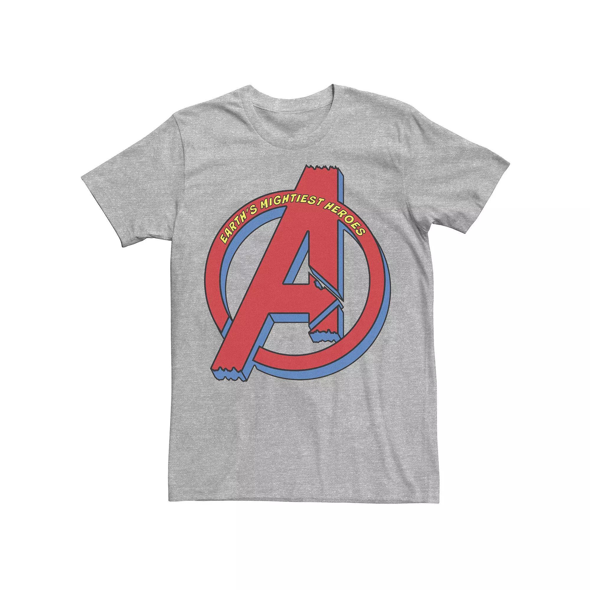 Men's Marvel Avengers Earth's Mightiest Heroes Chest Logo Tee, Size: Small, Athletic Grey Product Image