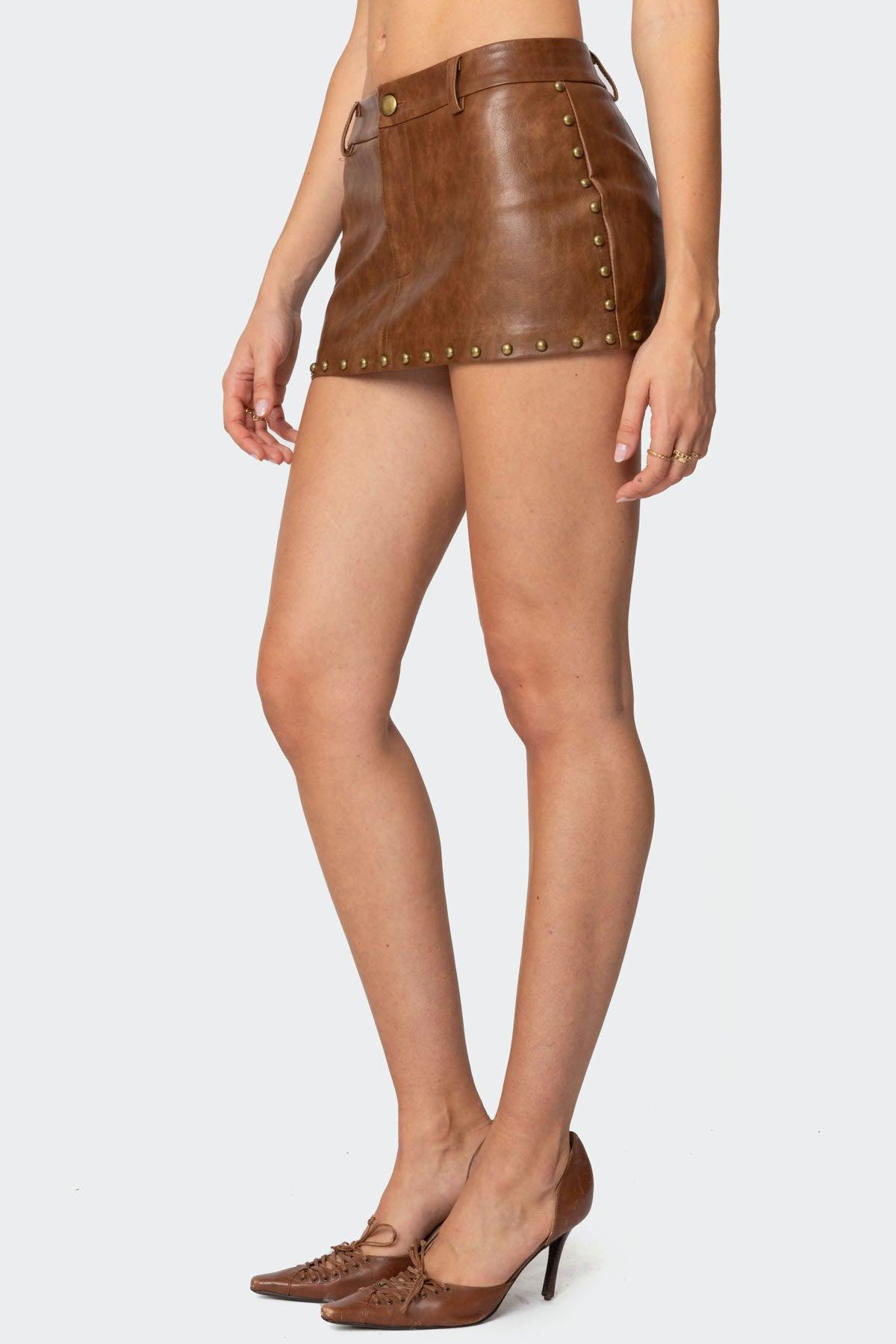 Studded Faux Leather Mini Skort Product Image