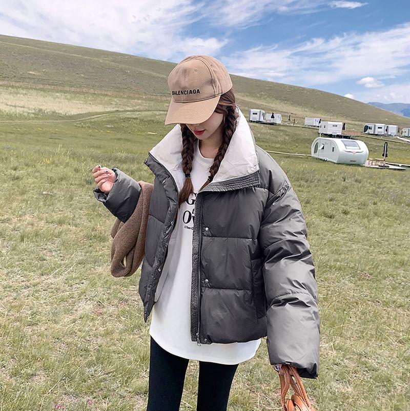 Plain Zip-Up Puffer Jacket Product Image