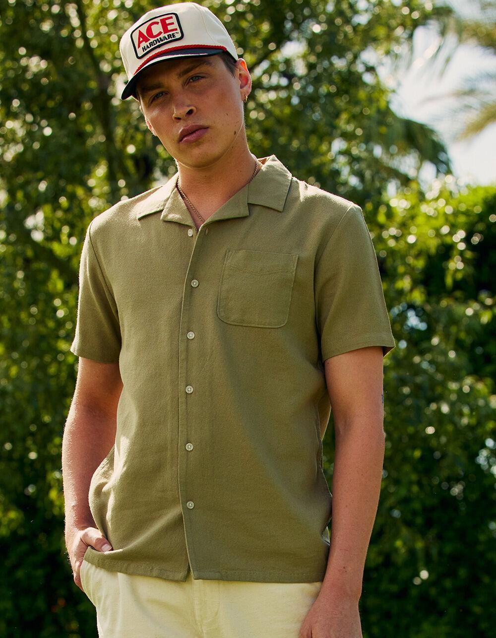 VOLCOM Stone Zone Mens Button Up Shirt - GREEN Product Image
