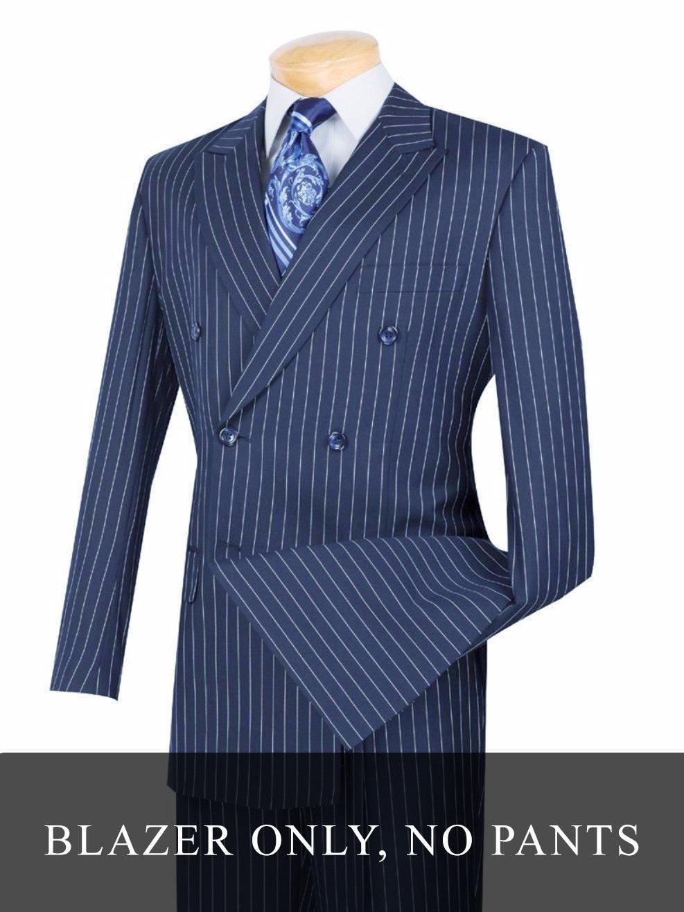 Rockefeller Collection - Double Breasted Stripe Suit Purple Regular Fit 2 Piece Product Image