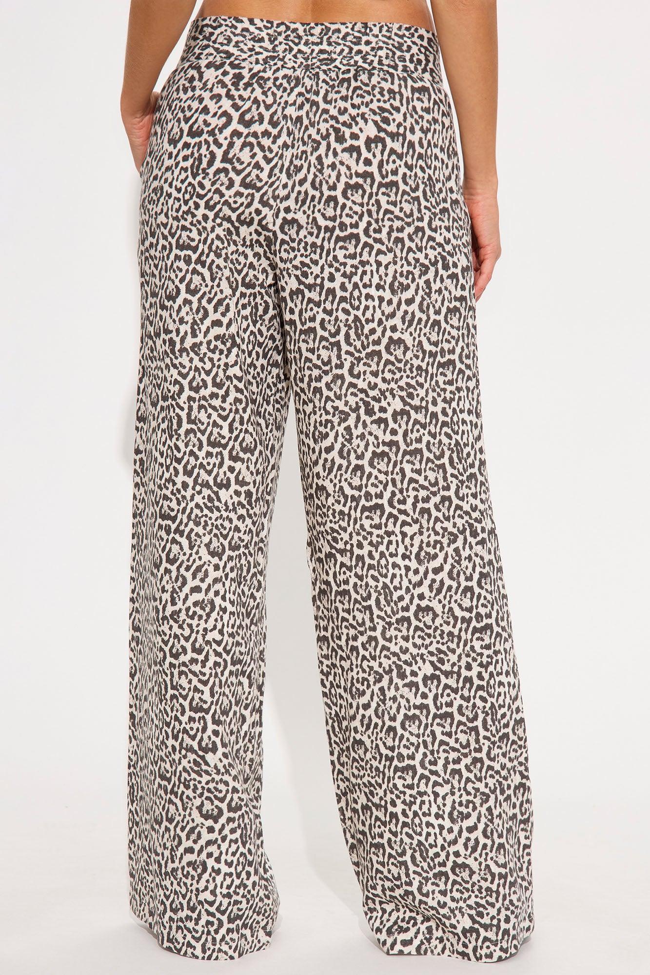 Lily Leopard Linen Pant - Brown/combo Product Image