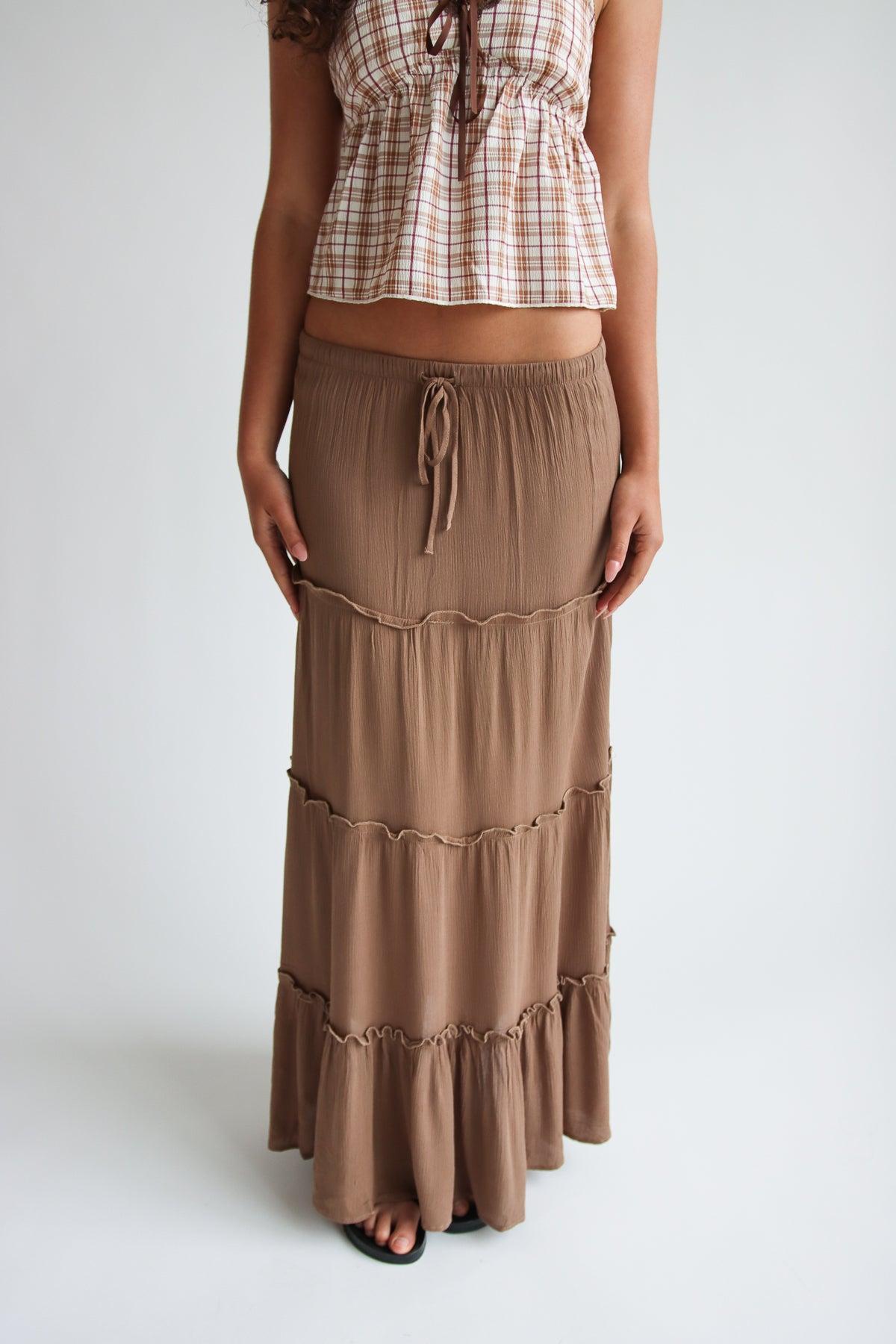 Ruffle Trim Tiered Maxi Skirt Product Image