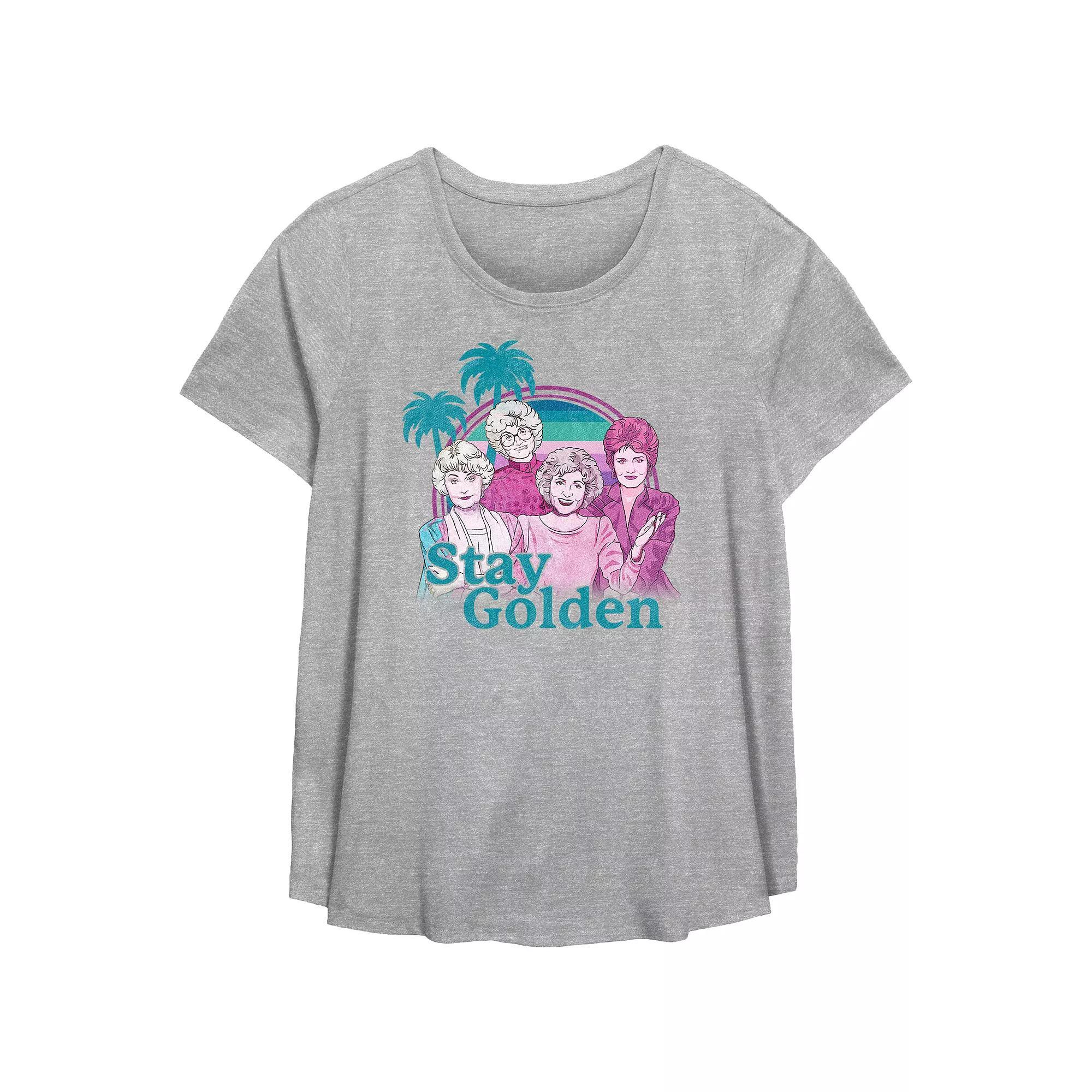 Plus Size The Golden Girls Stay Golden Flowy Graphic Tee, Women's, Size: 1XL, Grey Gray Product Image
