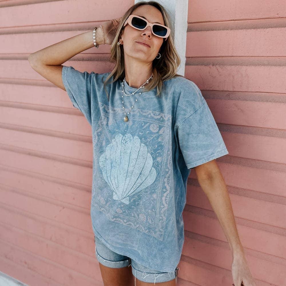 Seaside Seashell Mineral Wash Tee (Small to 3XL) Product Image
