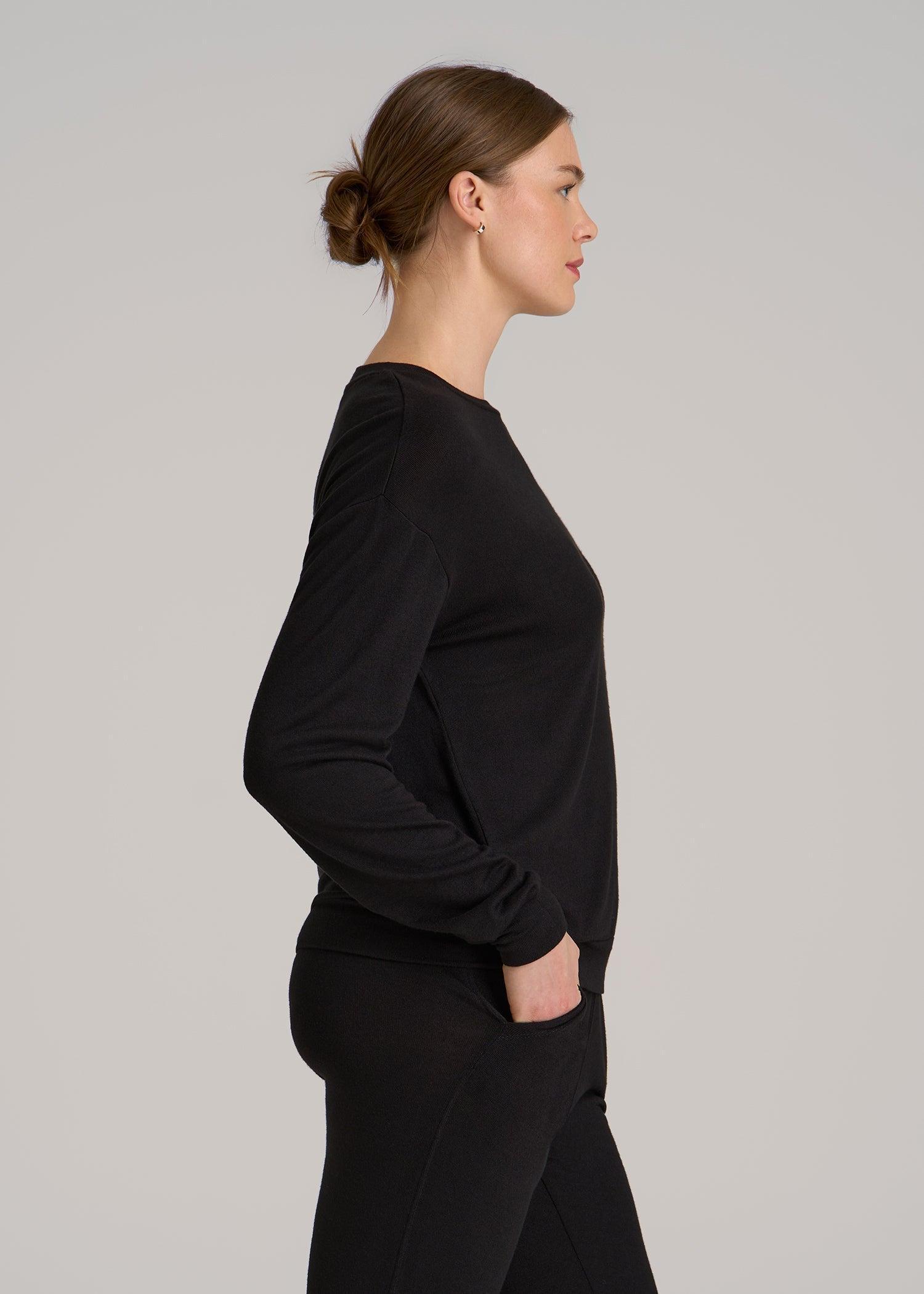 Cozy Lounge Crewneck for Tall Women in Black Female Product Image