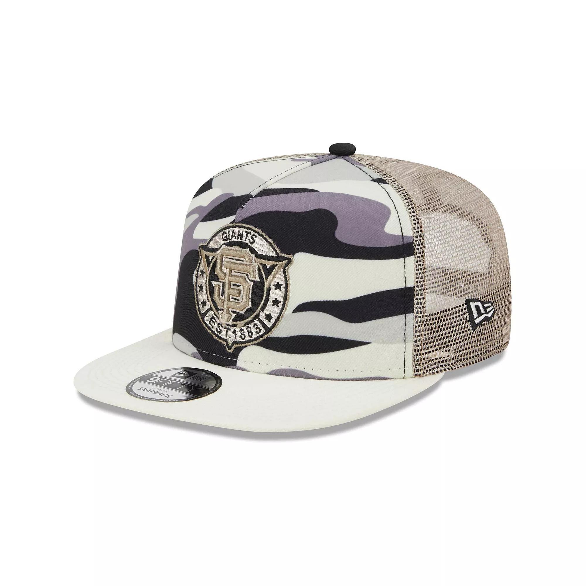 Men's New Era White San Francisco Giants Chrome Camo A-Frame 9FIFTY Trucker Snapback Hat Product Image