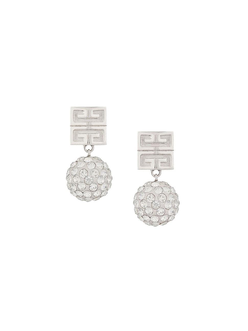 Womens 4G Silvertone & Crystal Drop Earrings Product Image