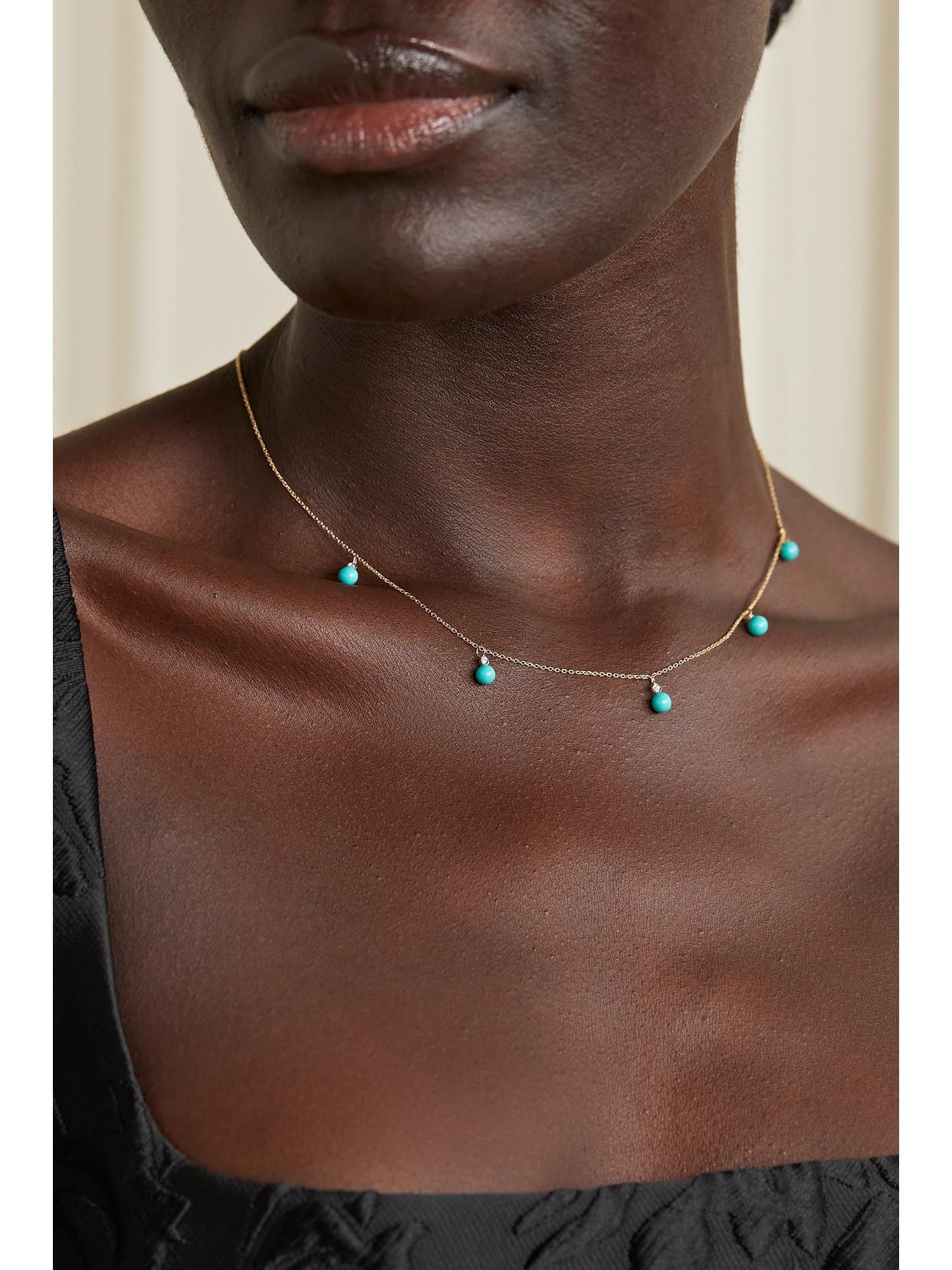 MATEO 14-karat Gold, Turquoise And Diamond Necklace Product Image