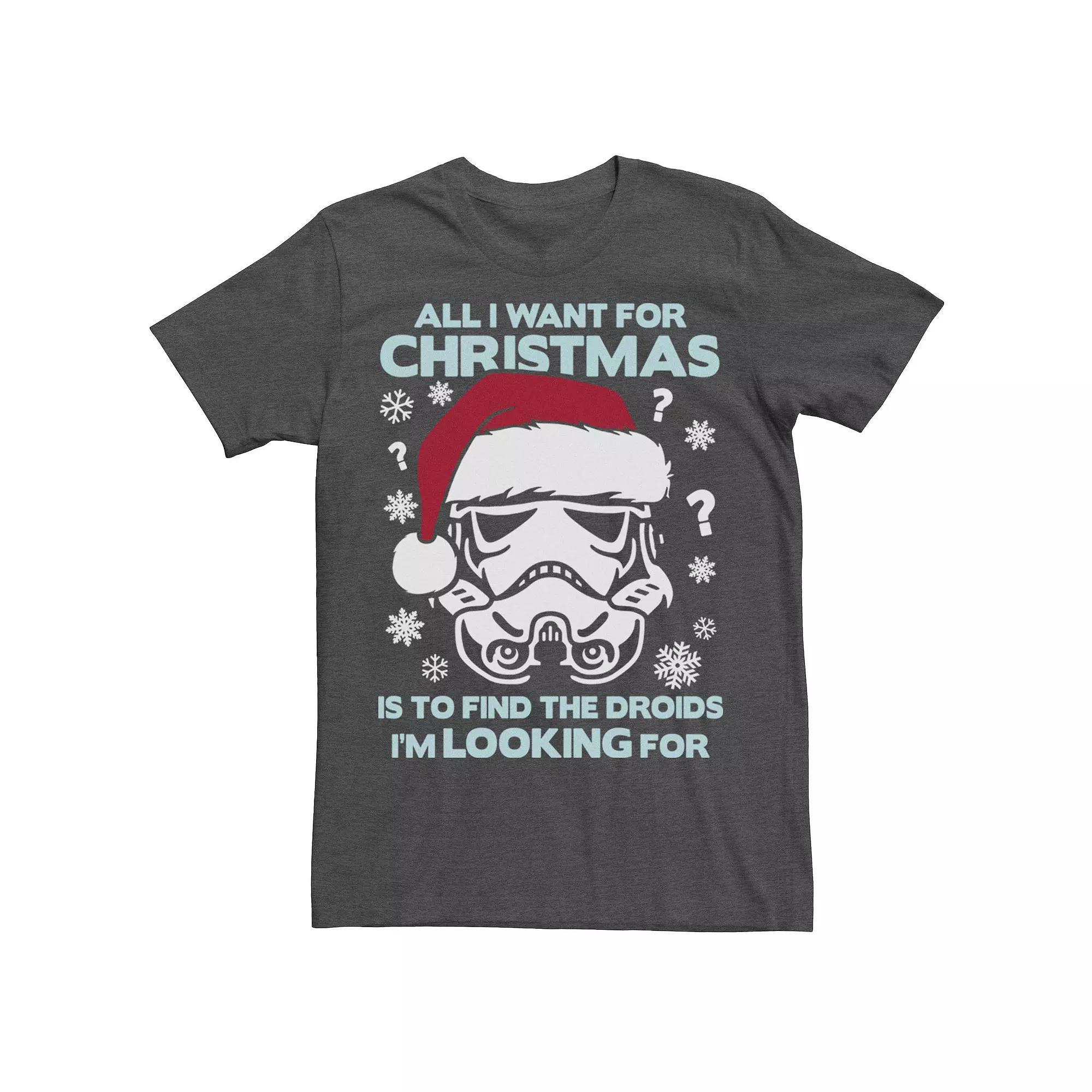 Men's Star Wars Storm Trooper Droids Christmas Tee, Size: Large, Grey Heather Product Image