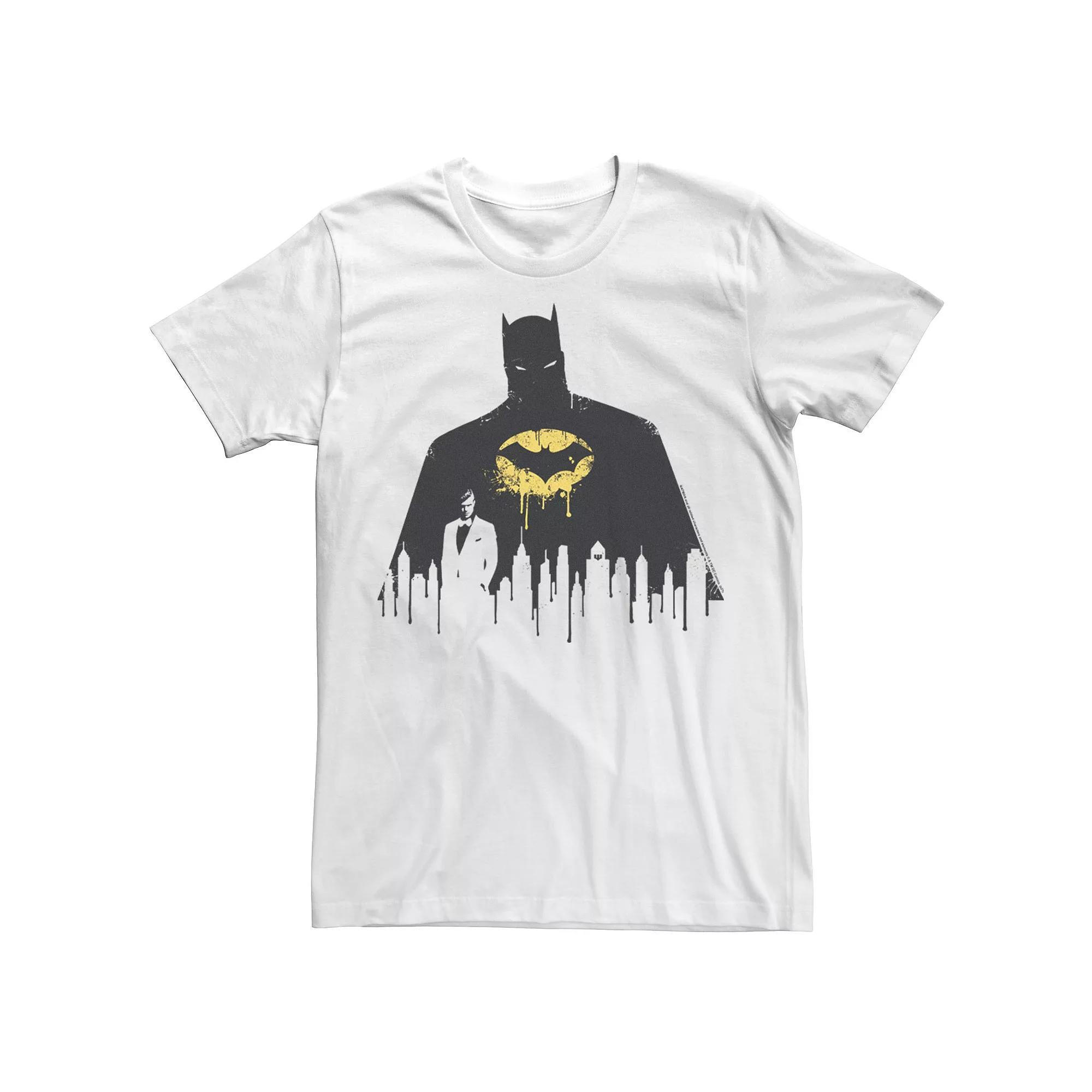 Men's Batman Paint Drip Dark Silhouette Tee, Size: XS, White Product Image