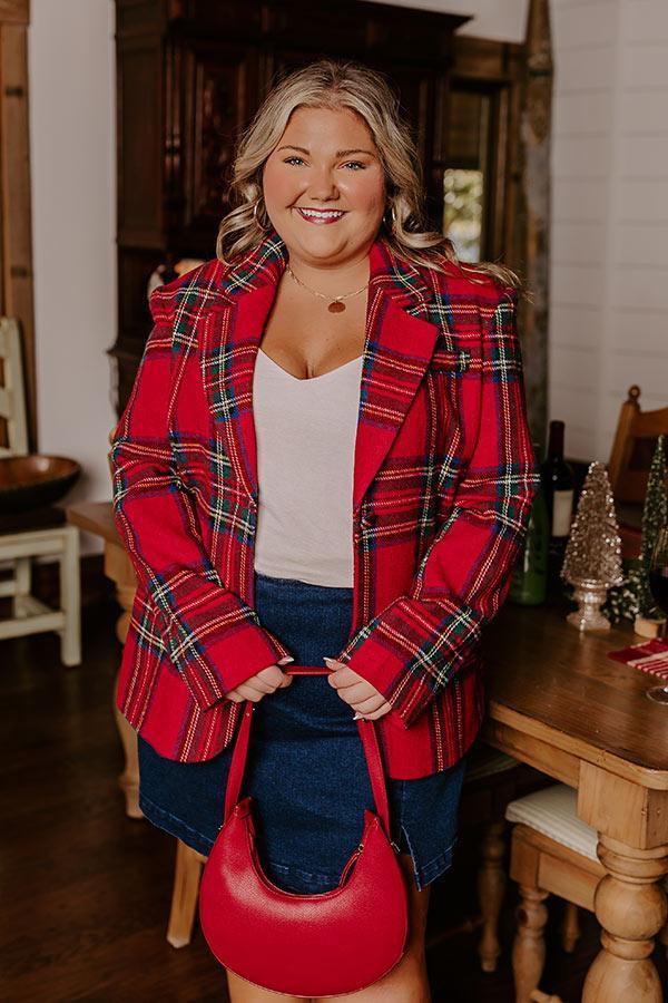 Cheerful Smile Plaid Blazer Curves Product Image