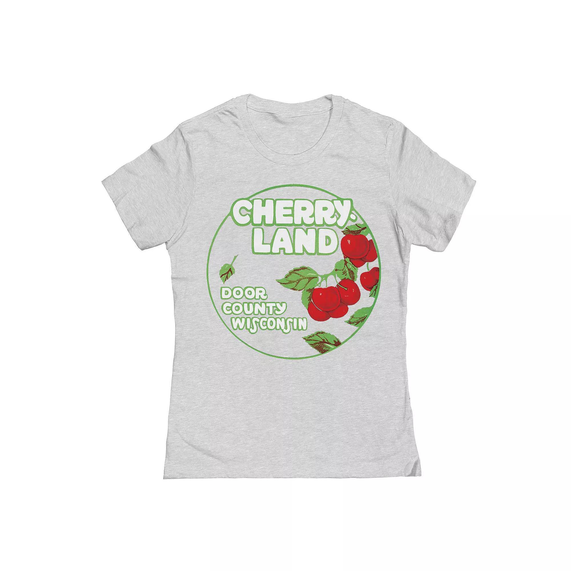 Junior's Cherry Land Wisconsin Graphic Tee, Women's, Size: XL, Grey Gray Product Image