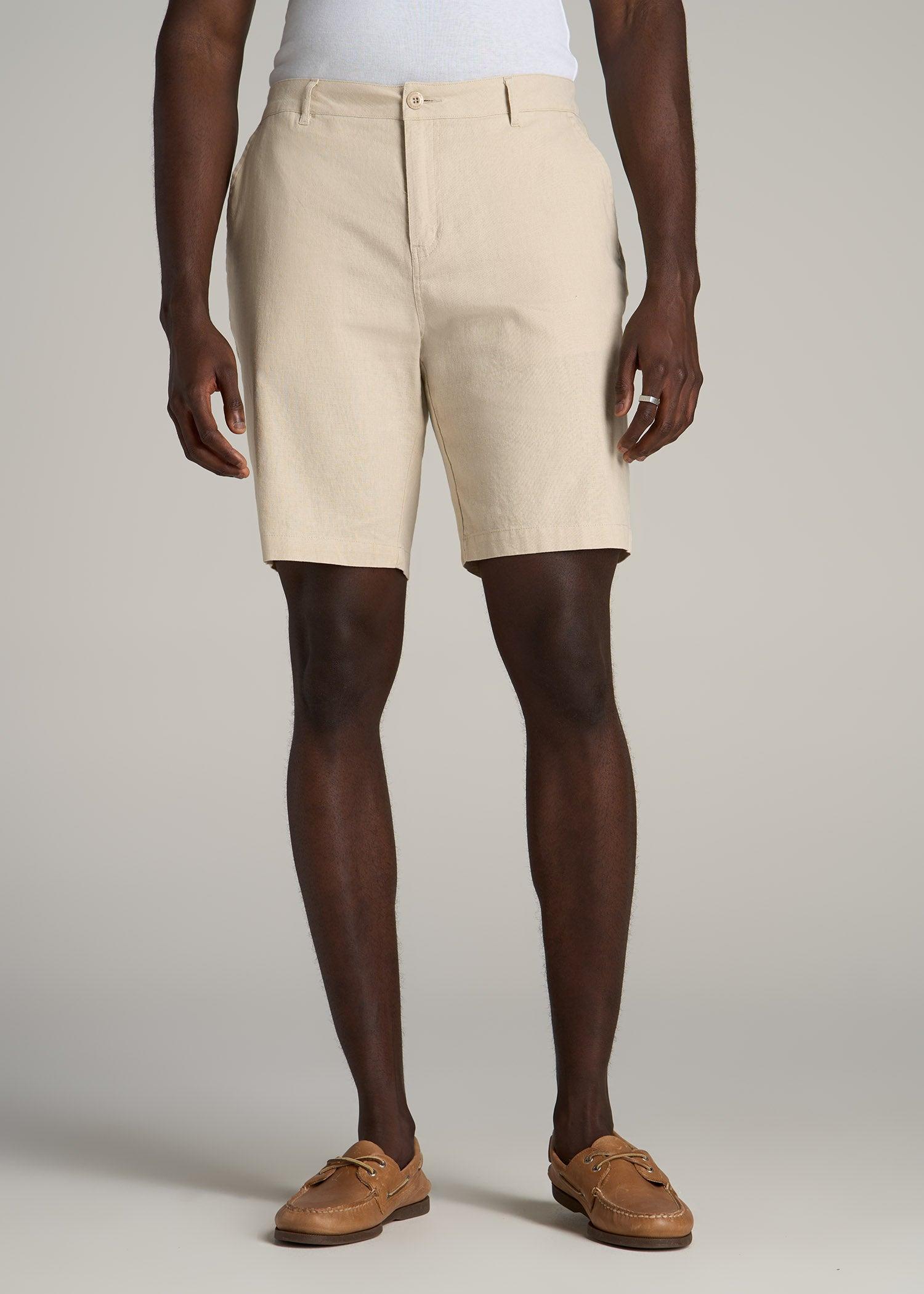 Linen Shorts For Tall Men in Burnt Orange Product Image