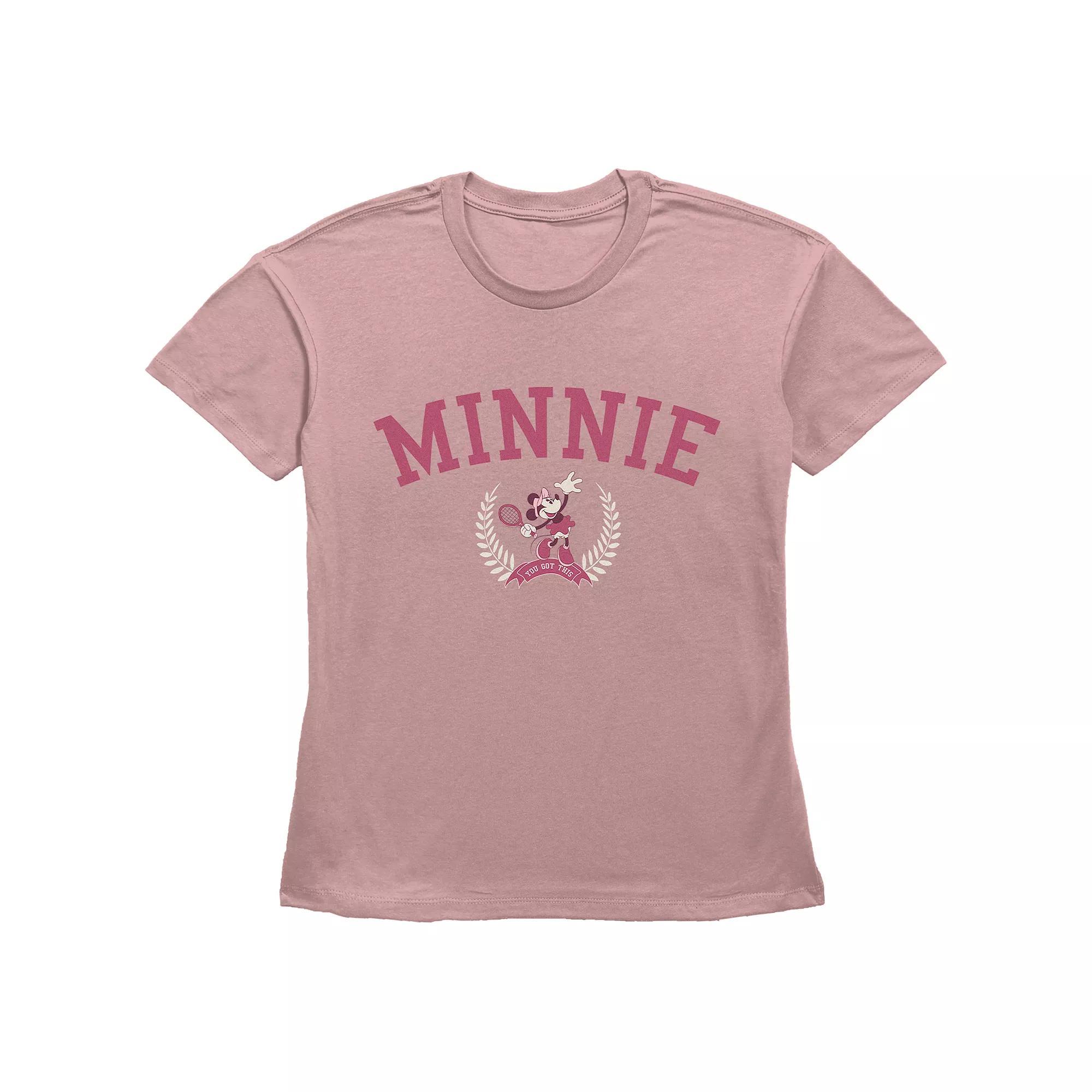 Disney's Minnie Mouse Tennis Player Basic Fit Women's Graphic Tee, Girl's, Size: Small, Desert Pink Product Image