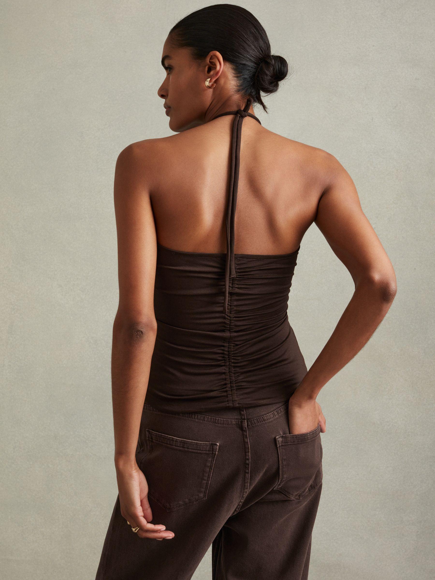 Solare Chocolate Ruched Halterneck Top Product Image