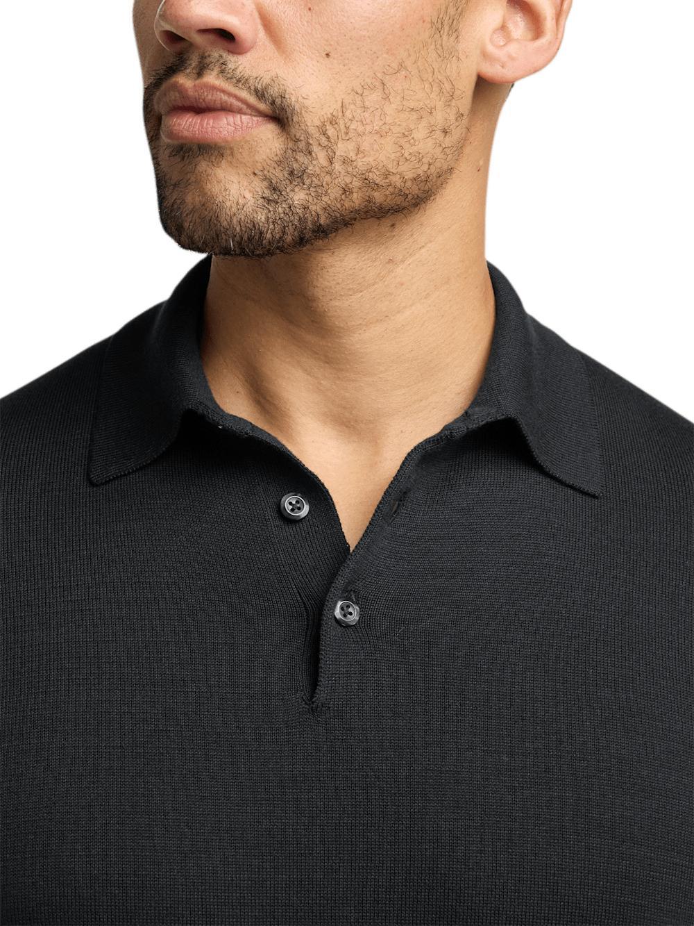 Supima Cotton Three Button Polo - Black Product Image