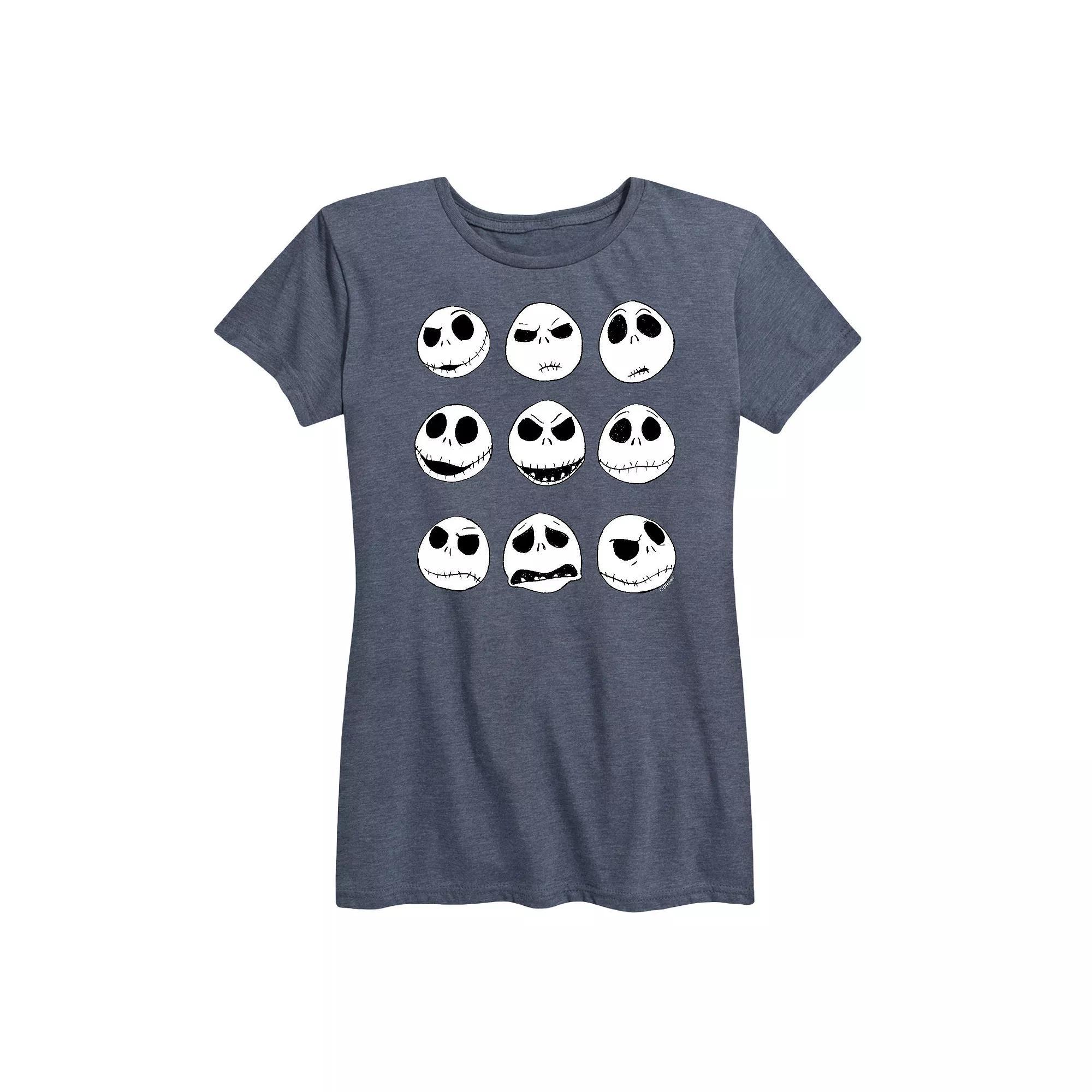 Disney's Nightmare Before Christmas Women's Jack Faces Graphic Tee, Girl's, Size: Large, Black Product Image