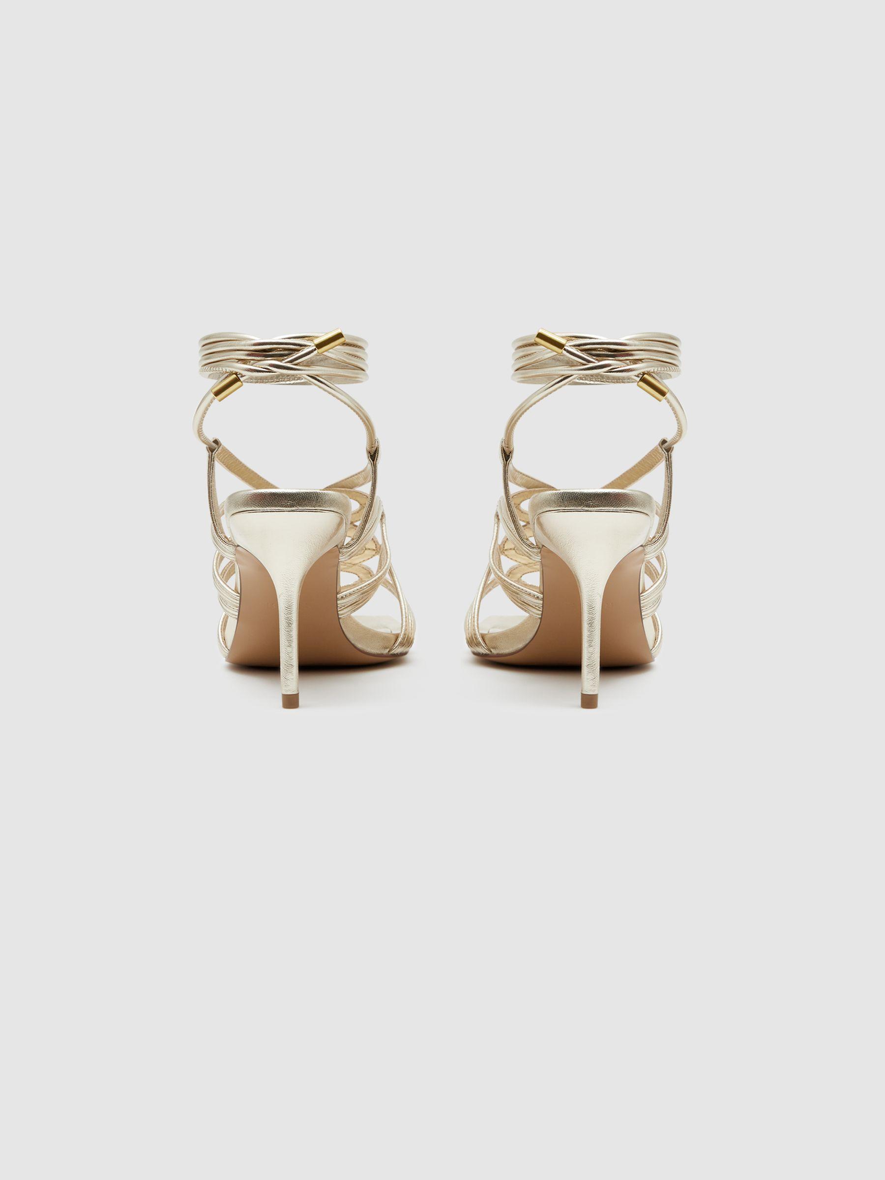 Strappy Open Toe Heeled Sandals in Gold Product Image