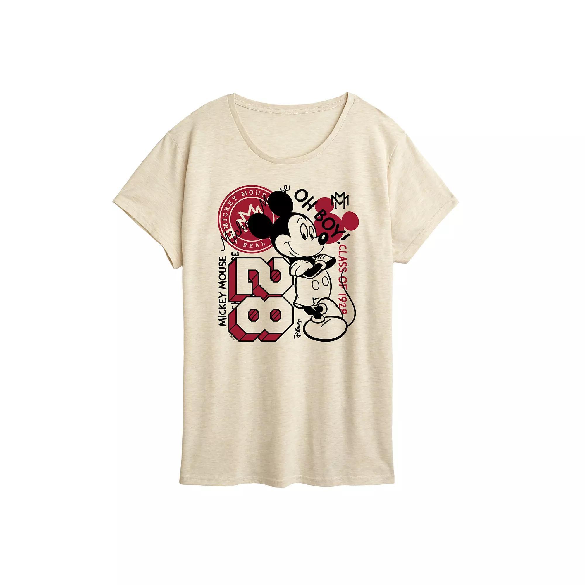 Disney's Mickey Mouse Women's Collegiate Collage Graphic Tee, Size: Medium, Beige Product Image