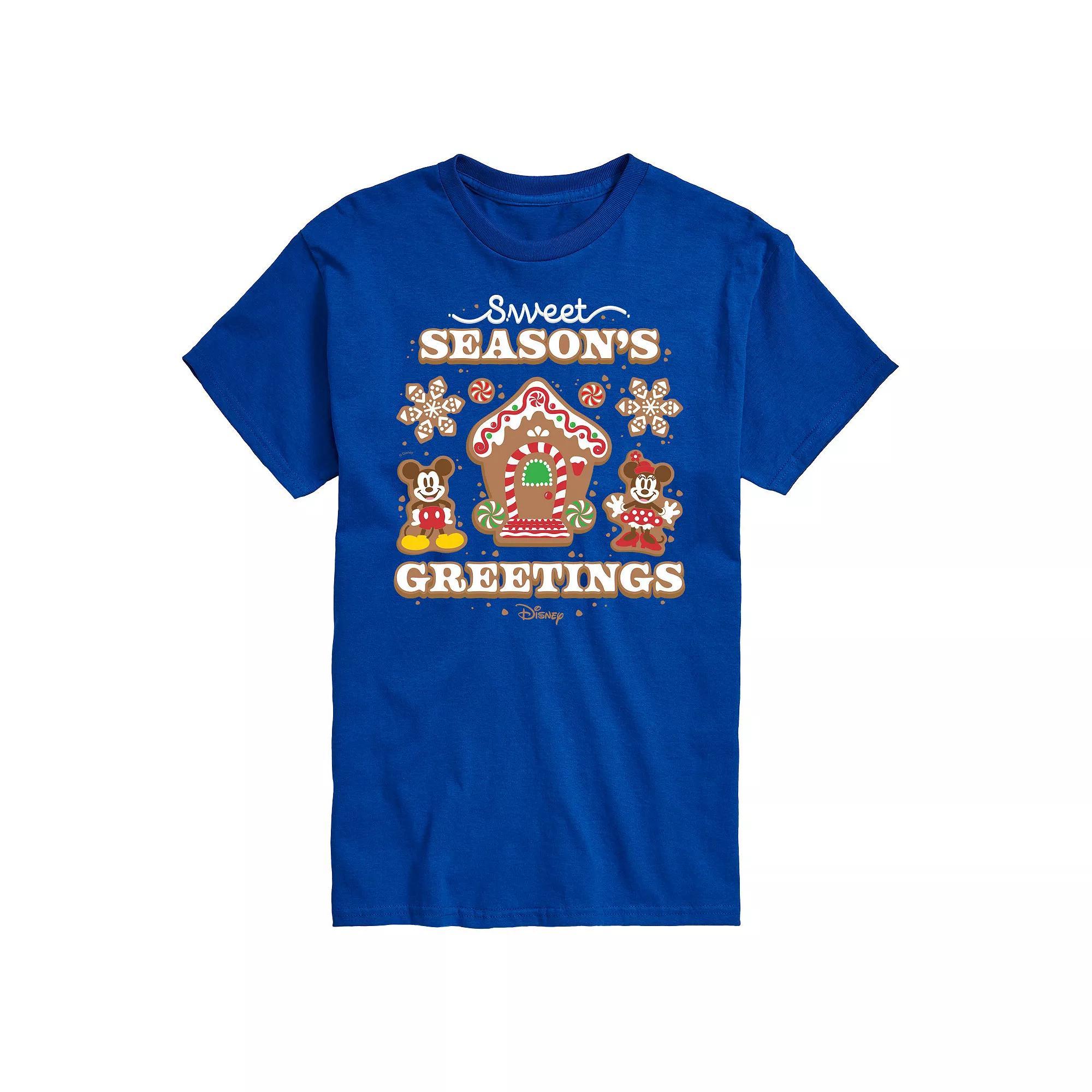 Disney's Mickey & Minnie Mouse Men's Sweet Seasons Greetings Graphic Tee,  Product Image