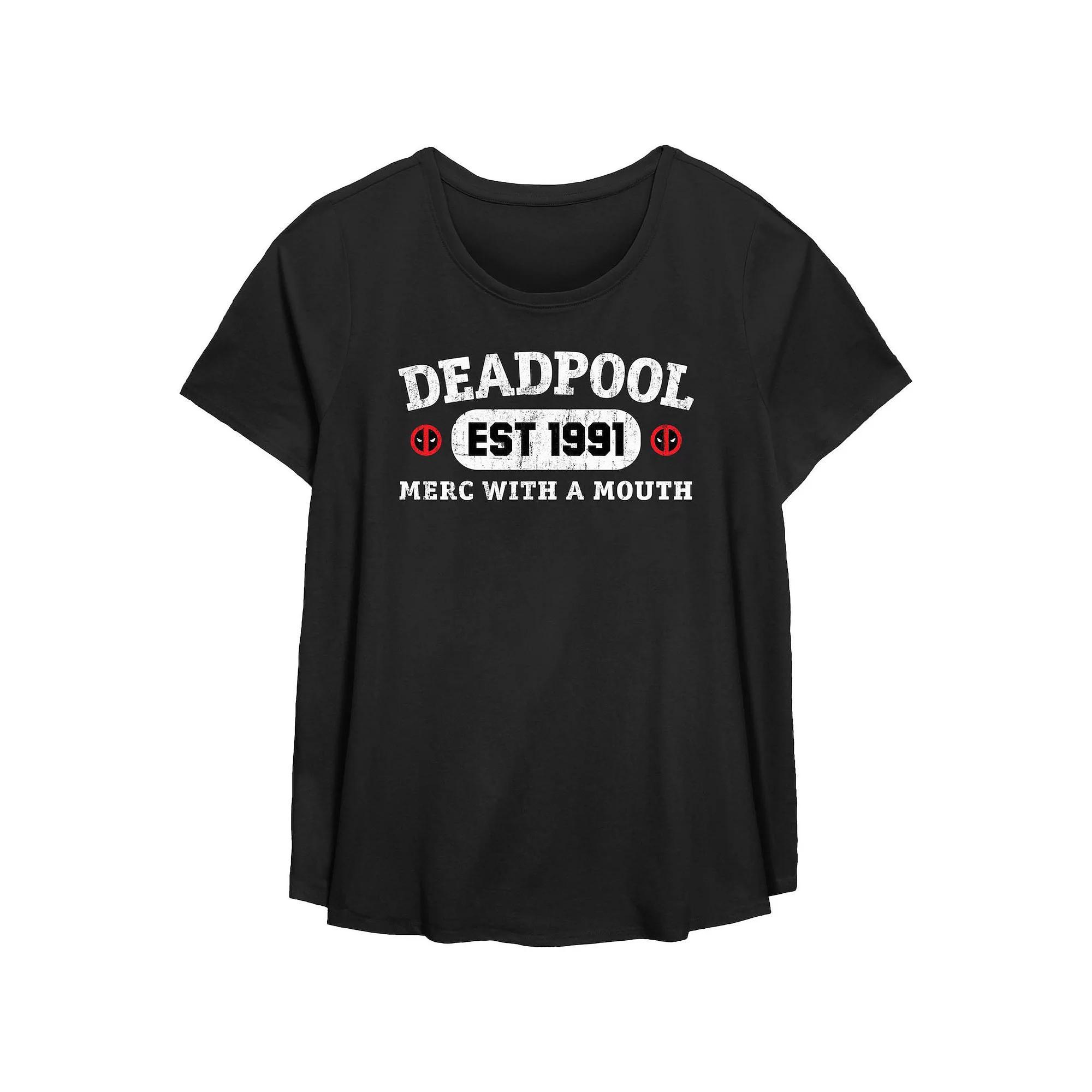 Plus Size Marvel Deadpool Est. 1991 Merc With A Mouth Graphic Tee, Womens Product Image