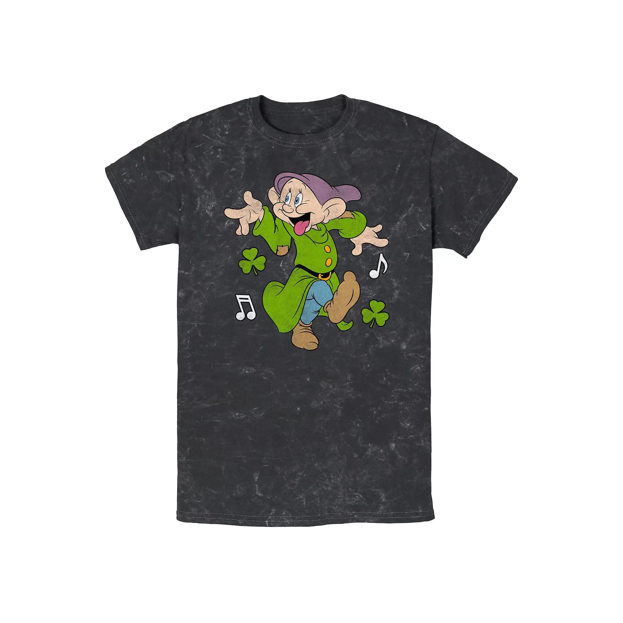 Disney's Snow White And The Seven Dwarfs Dopey Jig Dance Mineral Wash Men's Graphic Tee,  Product Image