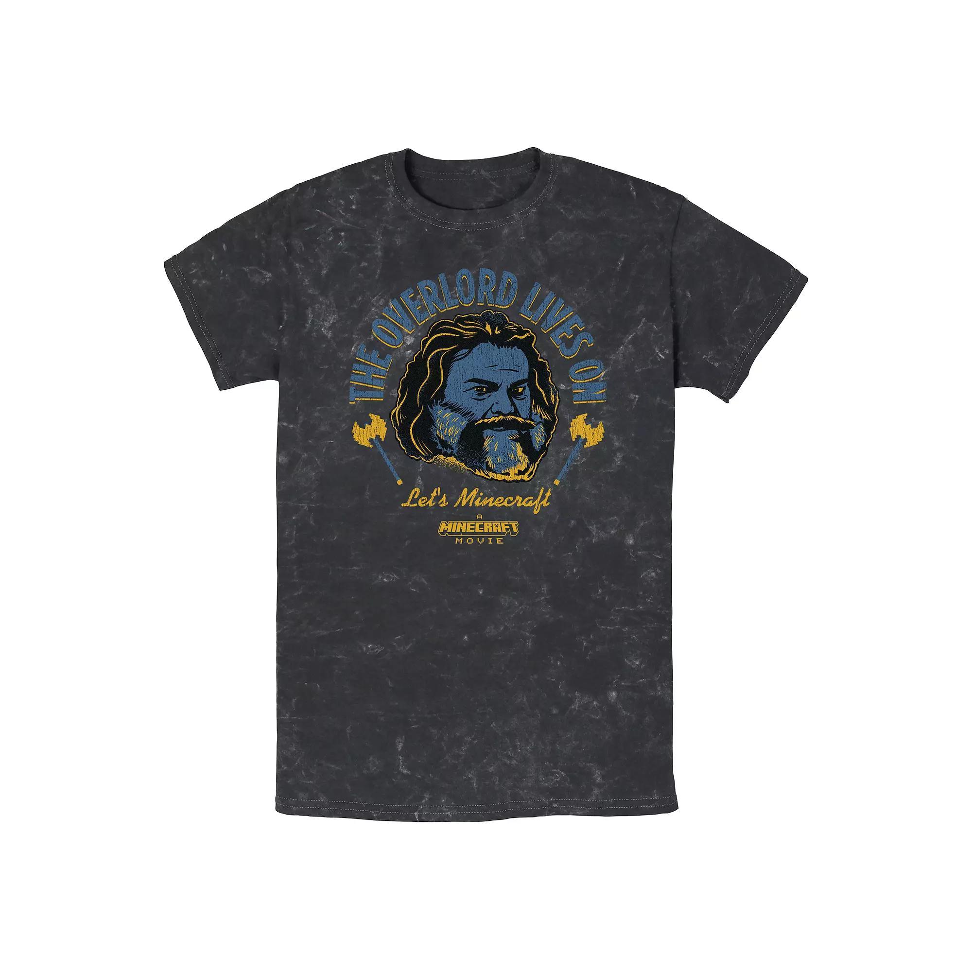 Men's Minecraft Movie The Overlord Lives On Mineral Wash Graphic Tee,  Product Image