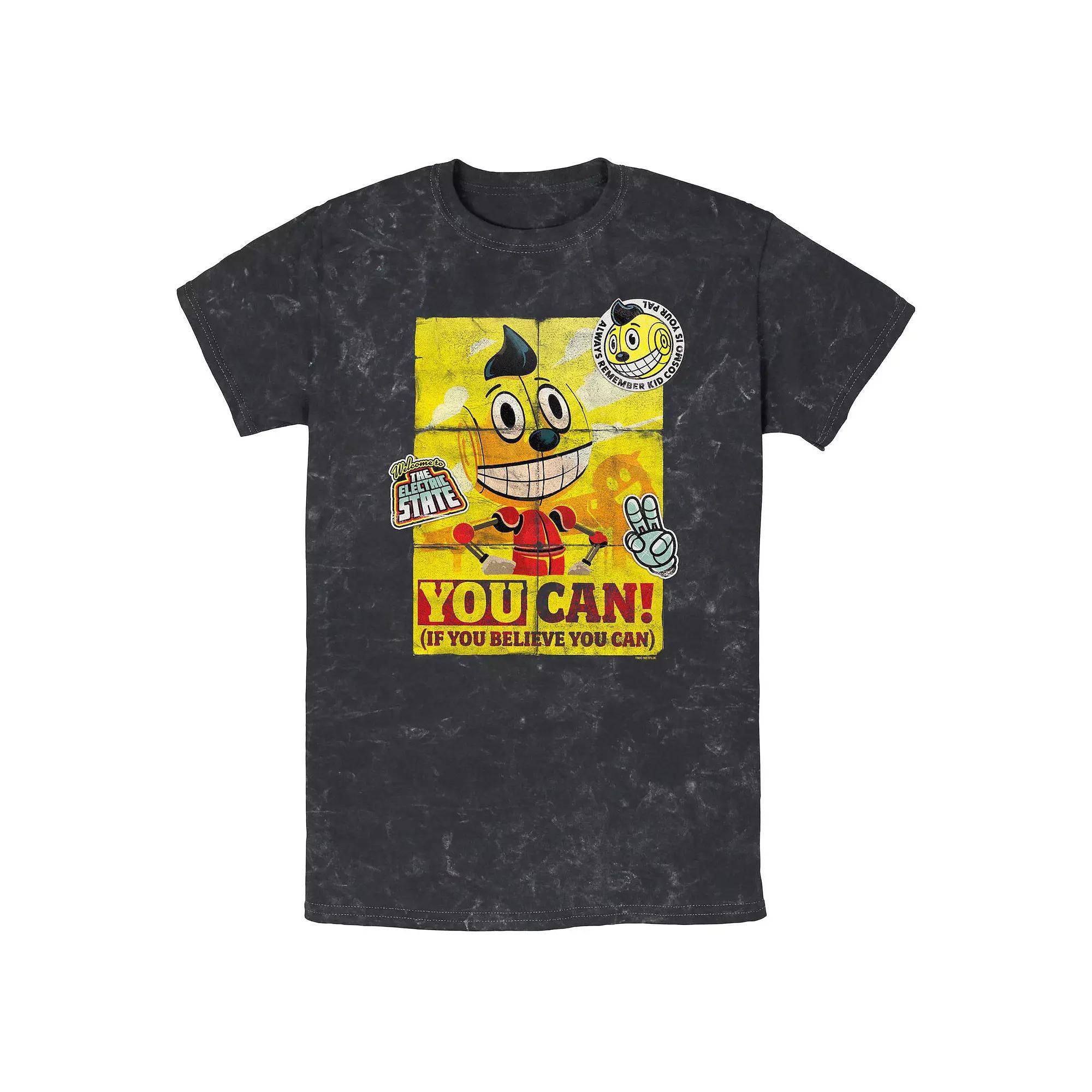 Men's The Electric State You Can Poster Mineral Wash Graphic Tee,  Product Image