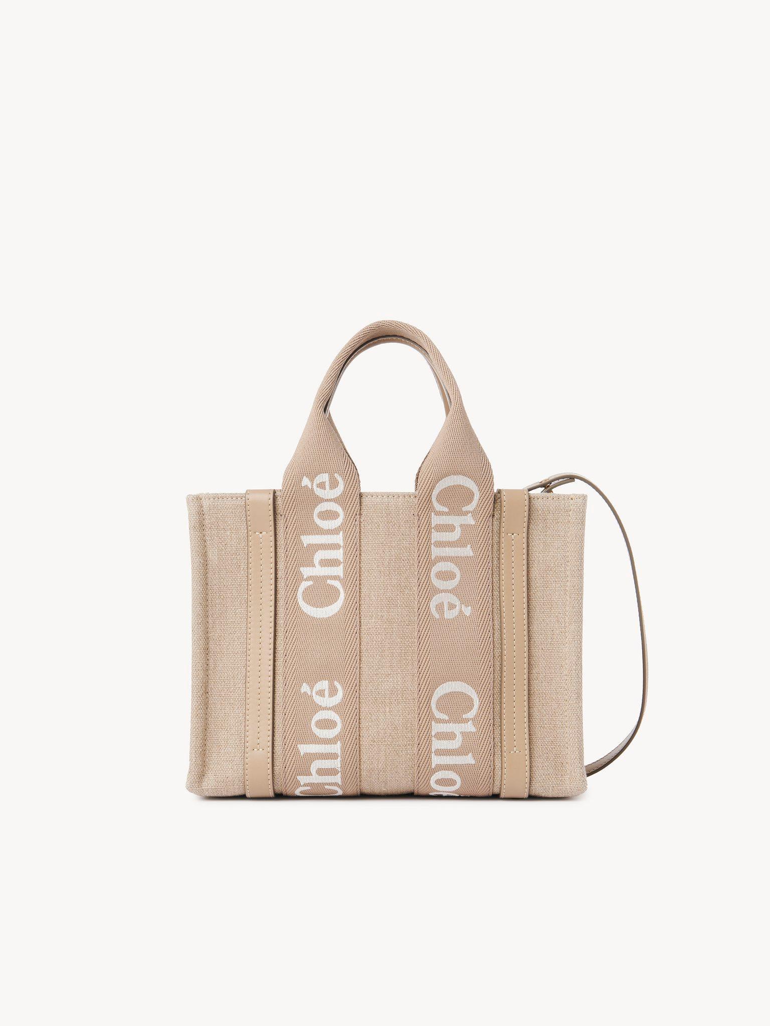 Small Woody tote bag in linen Product Image
