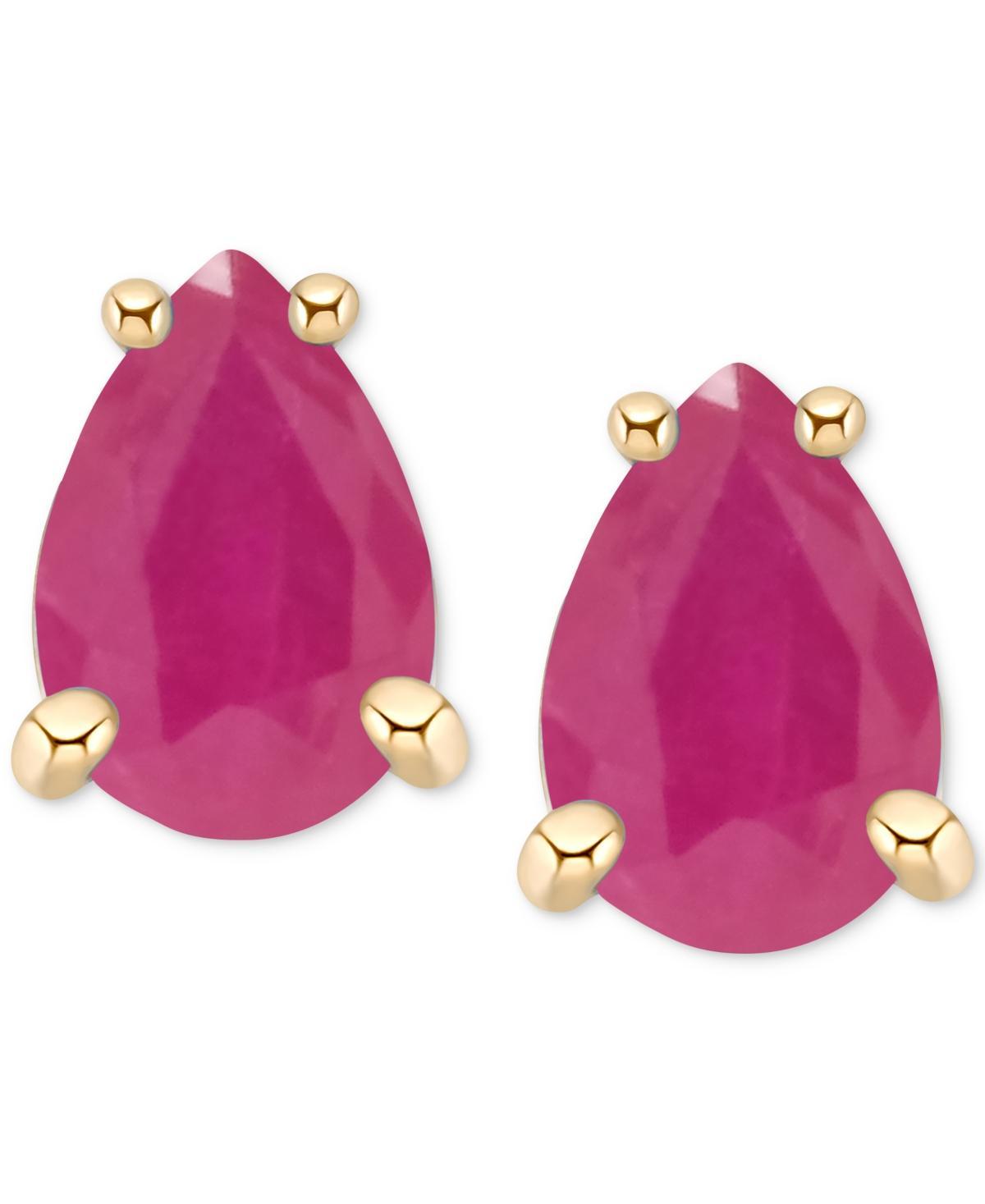 Celebration Gems 14k Gold Pear Shaped Emerald Stud Earrings, Womens Product Image