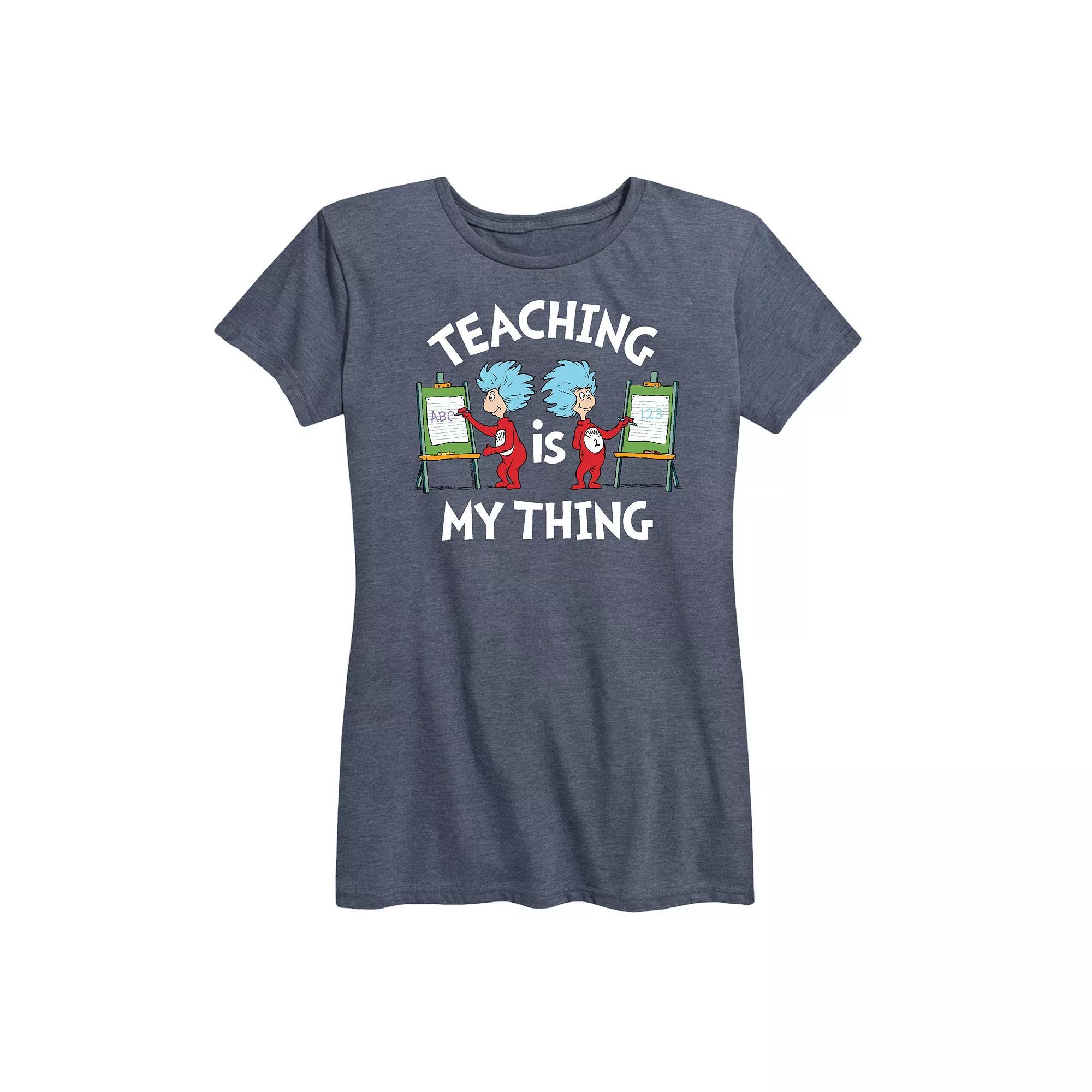 Women's Dr. Seuss Teaching Is My Thing Graphic Tee, Girl's, Size: XXL, Grey Blue Product Image