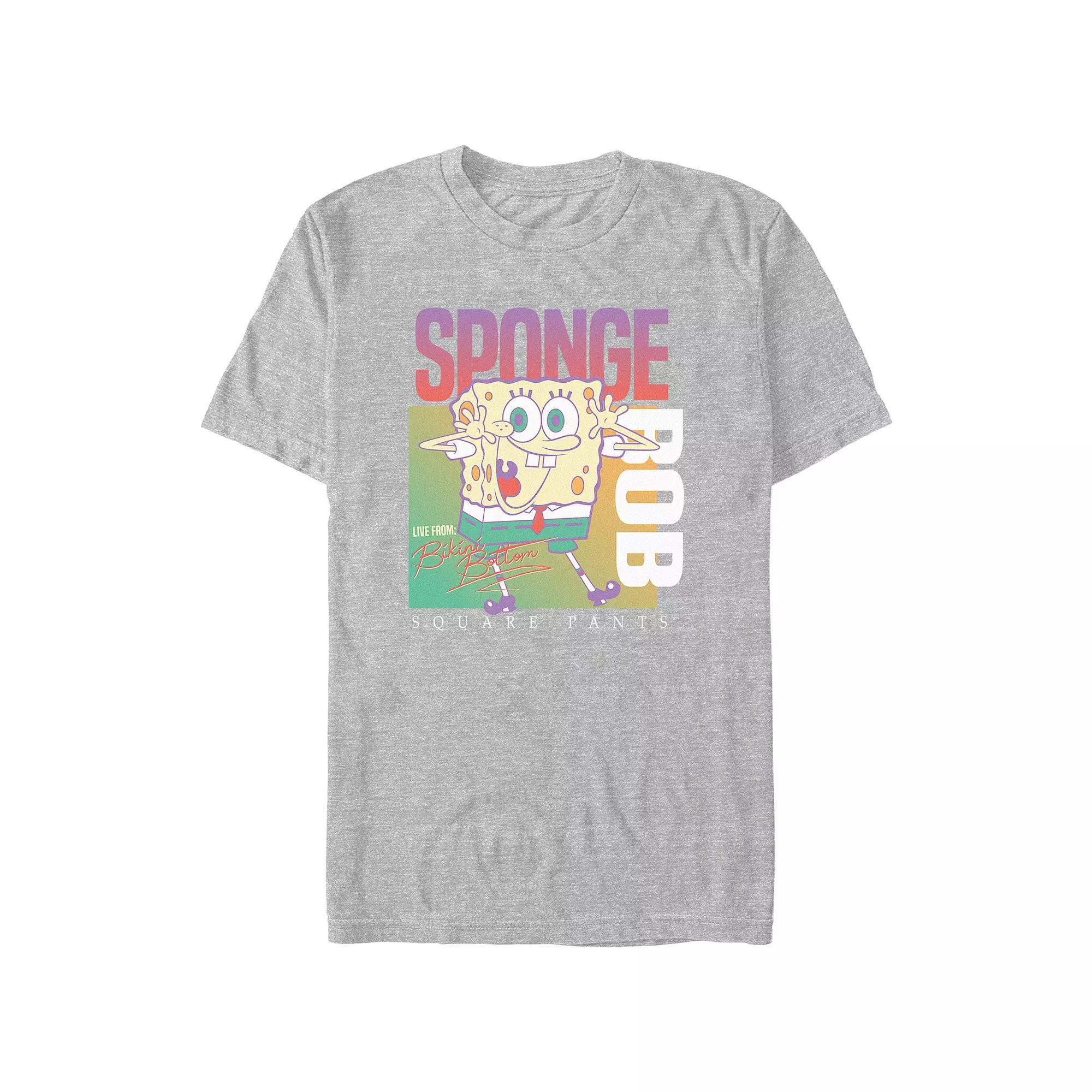 Juniors' SpongeBob Squarepants Live From Bikini Bottom Boyfriend Graphic Tee, Women's, Size: Medium, Athletic Grey Product Image