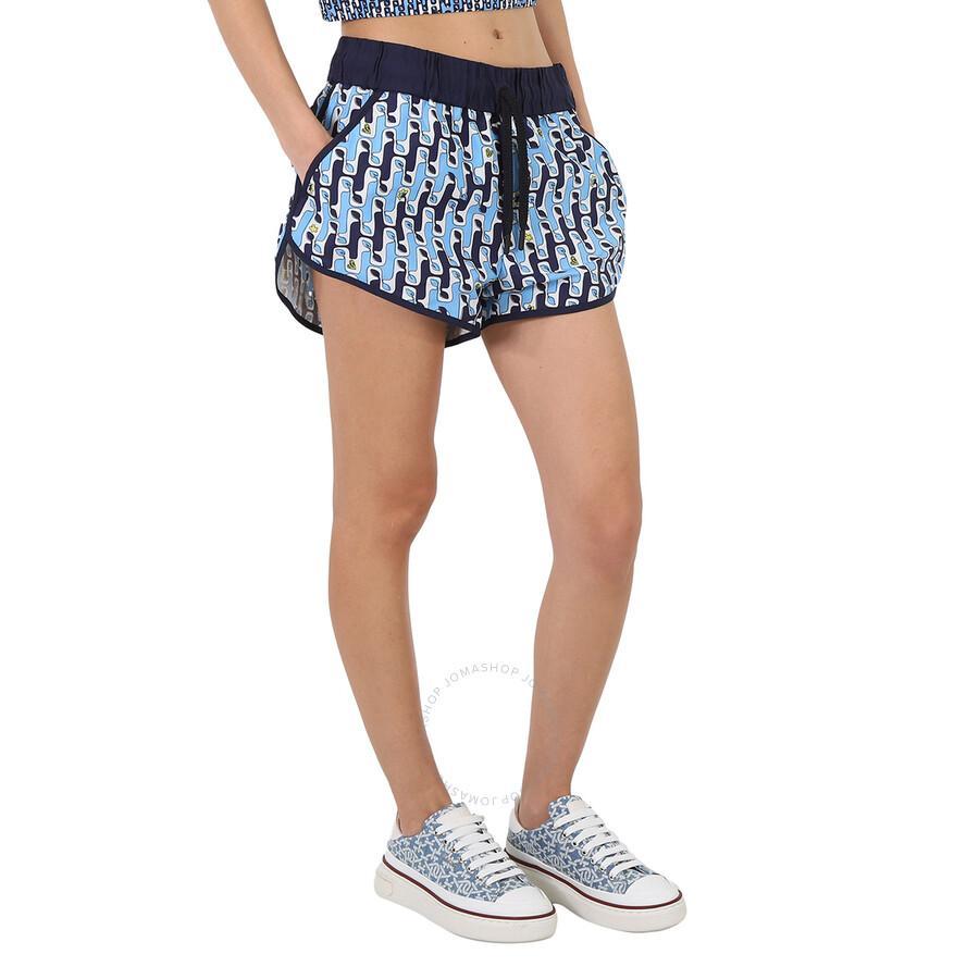 MONCLER Grenoble Ladies Abstract Printed Shorts - Bright Blue Product Image