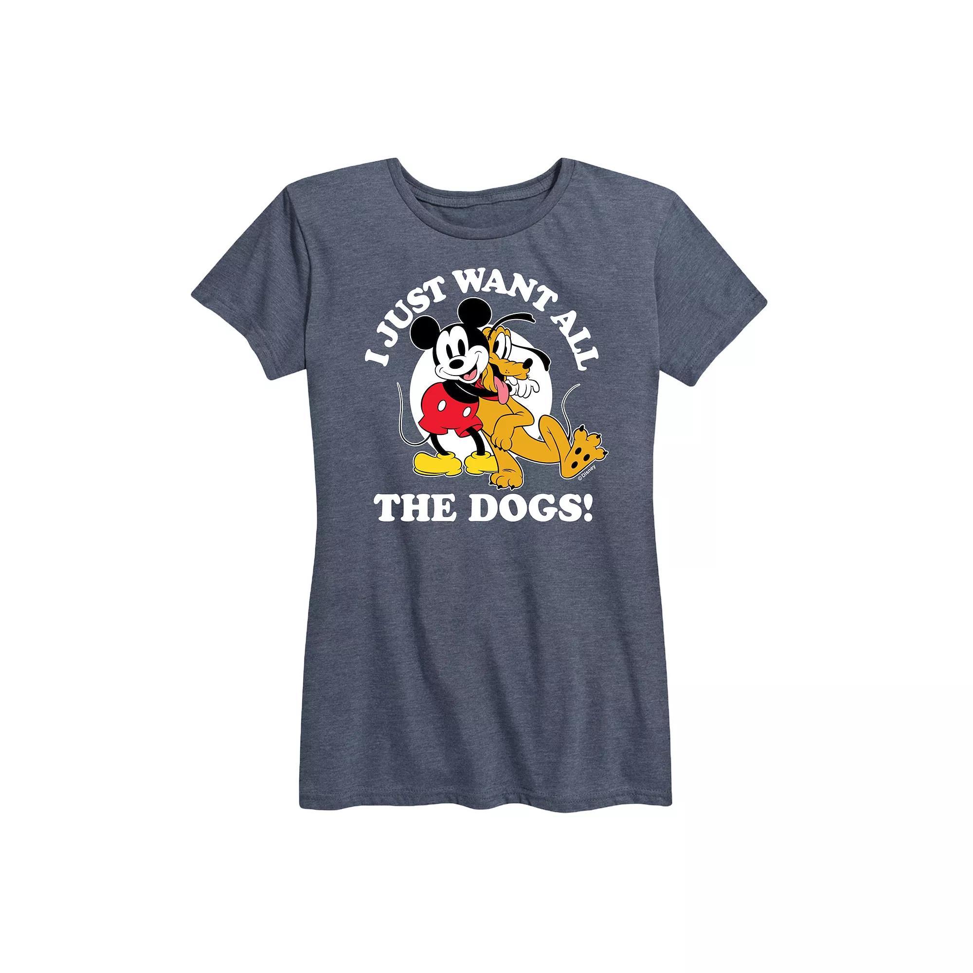 Disney's Mickey Mouse & Pluto Women's Just Want All Dogs Graphic Tee,  Product Image
