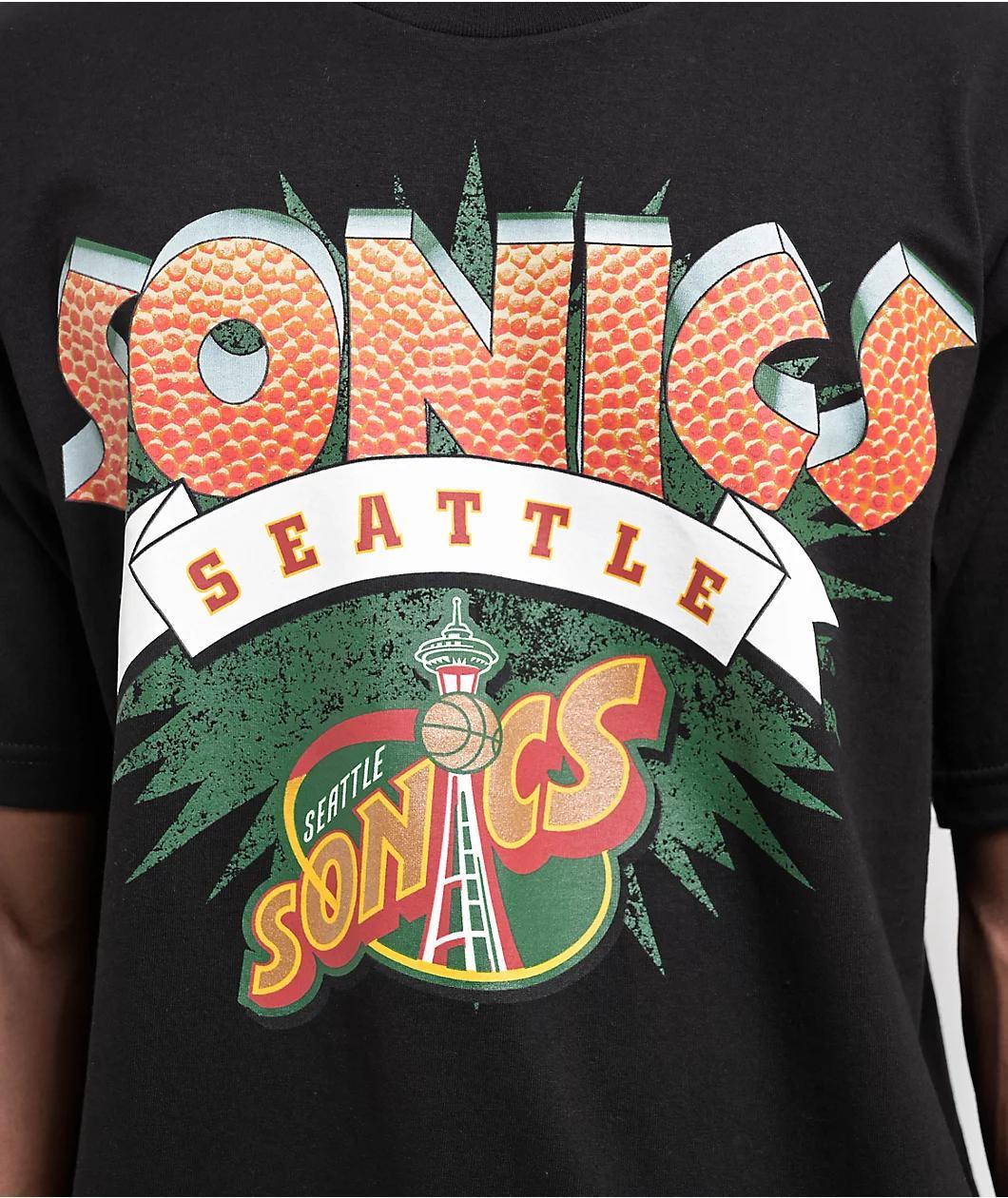 Mitchell & Ness x Seattle Supersonics Burst Black T-Shirt Product Image