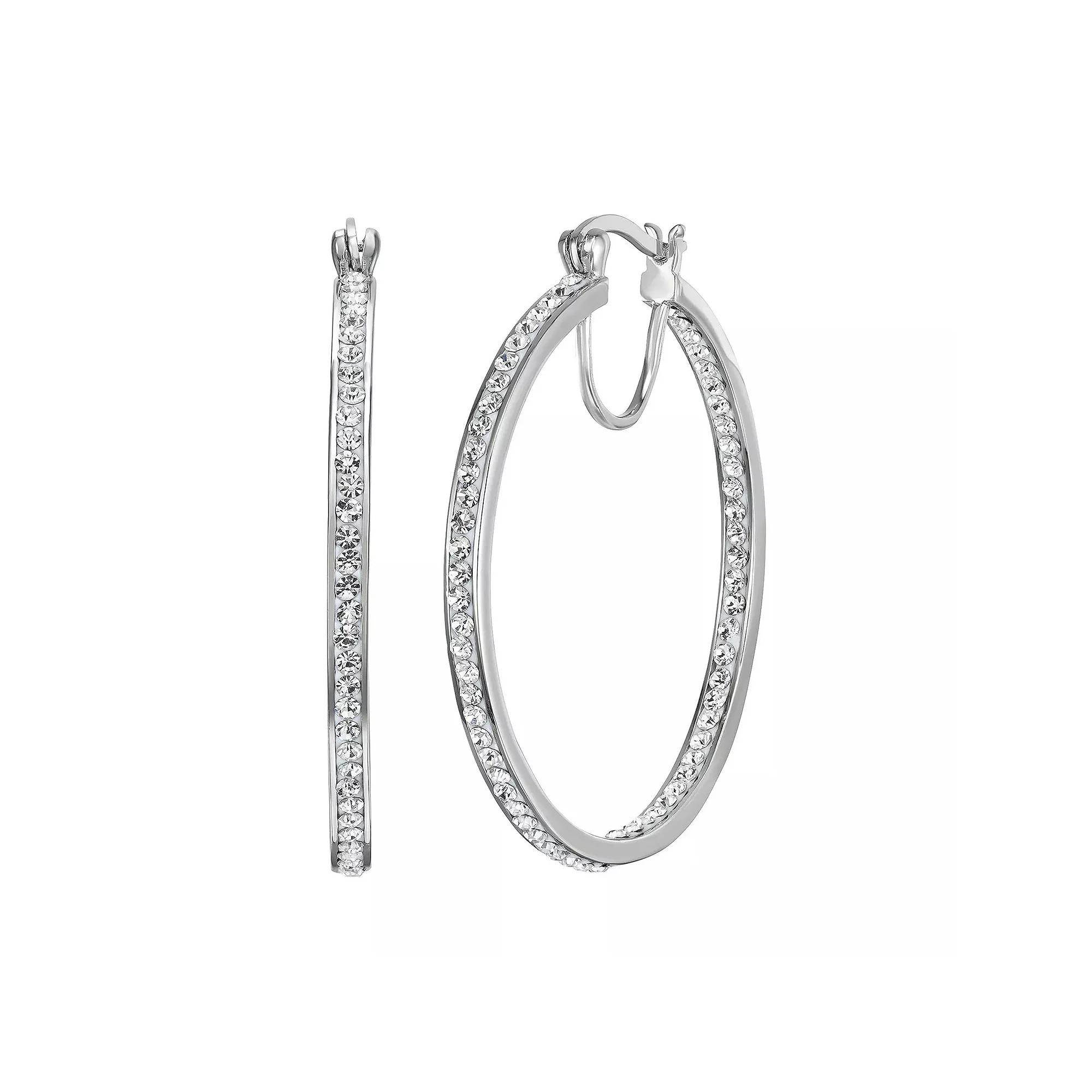 Chrystina Crystal Hoop Earrings, Women's, Silver Tone Product Image