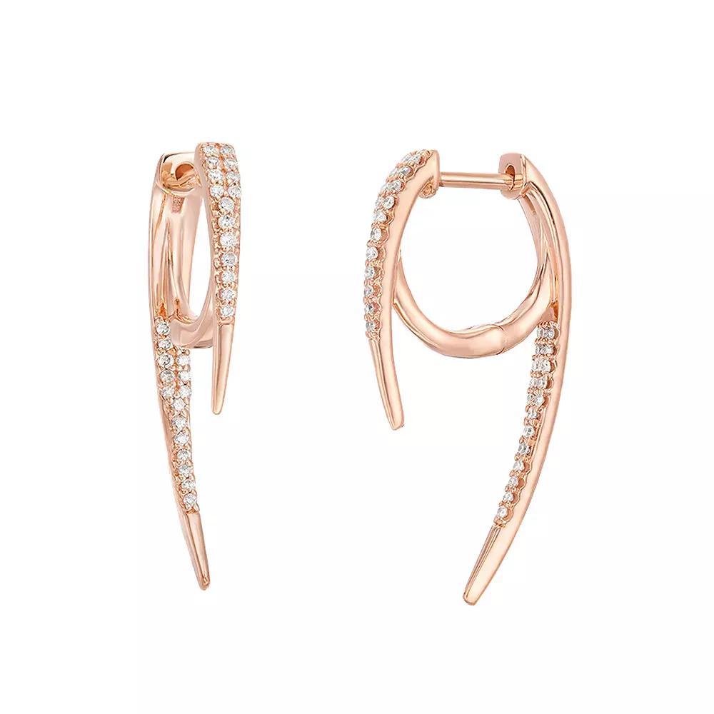Gemminded 10k Rose Gold 1/4 Carat T.W. Diamond Curved Bar Earrings, Women's Product Image