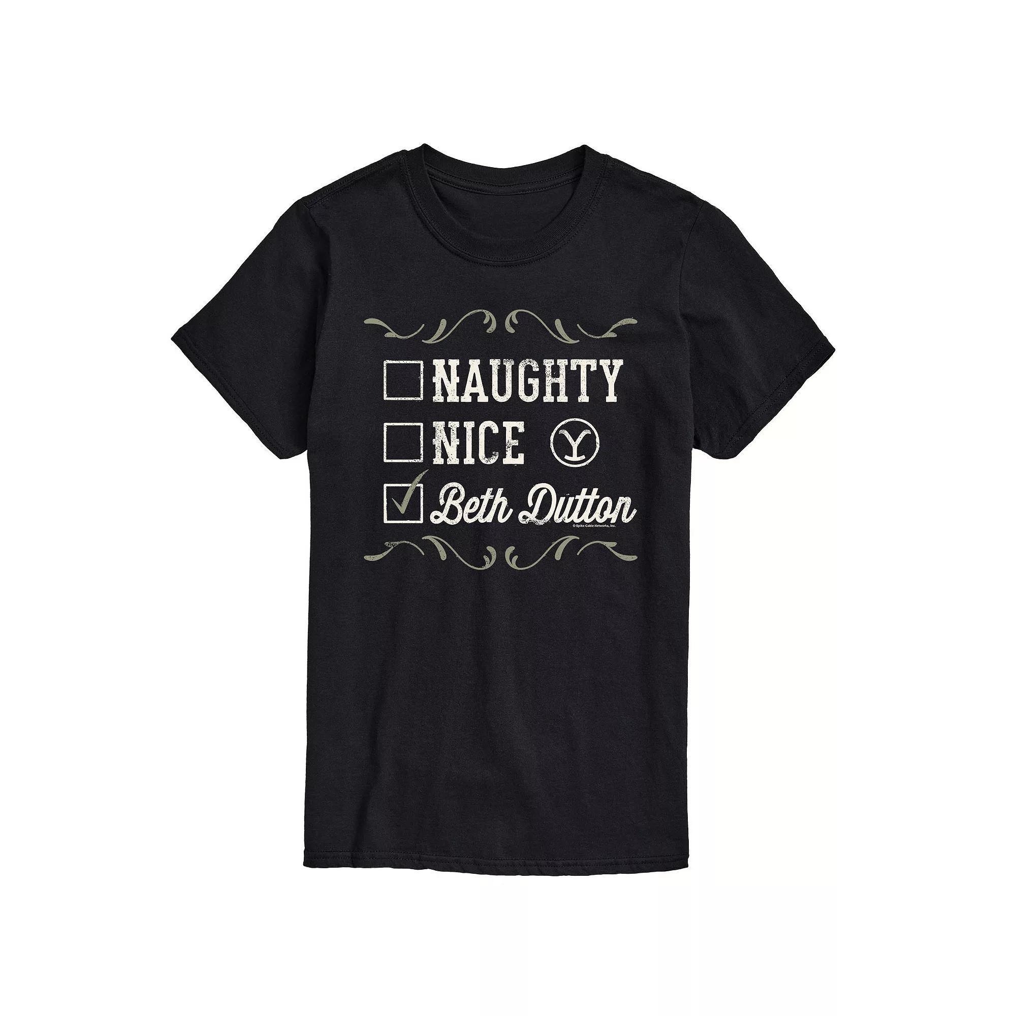 Men's Yellowstone Naughty Nice Beth Dutton Tee,  Product Image