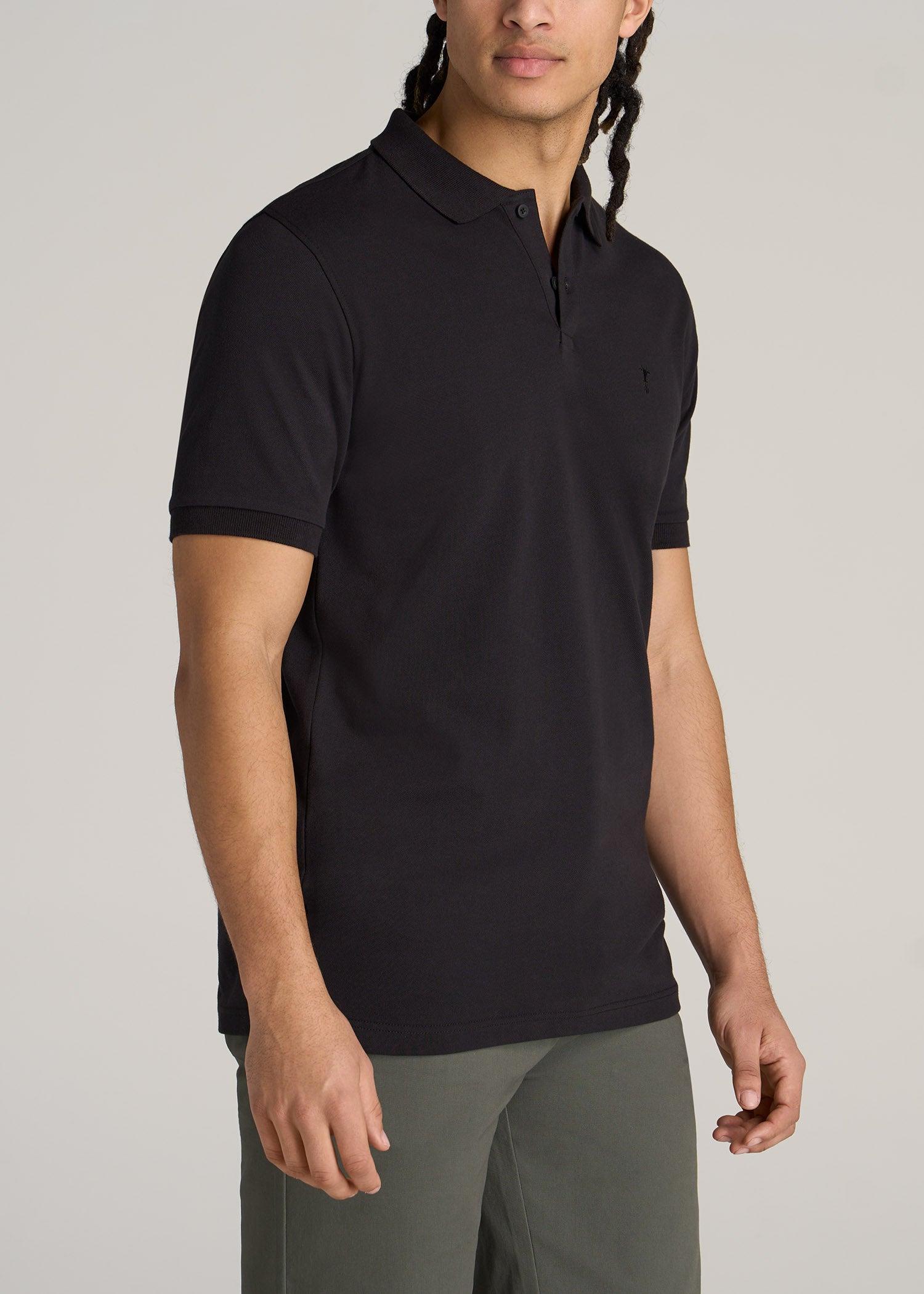 Men's Tall Classic Polo with Embroidered Logo in Grey Blue Product Image