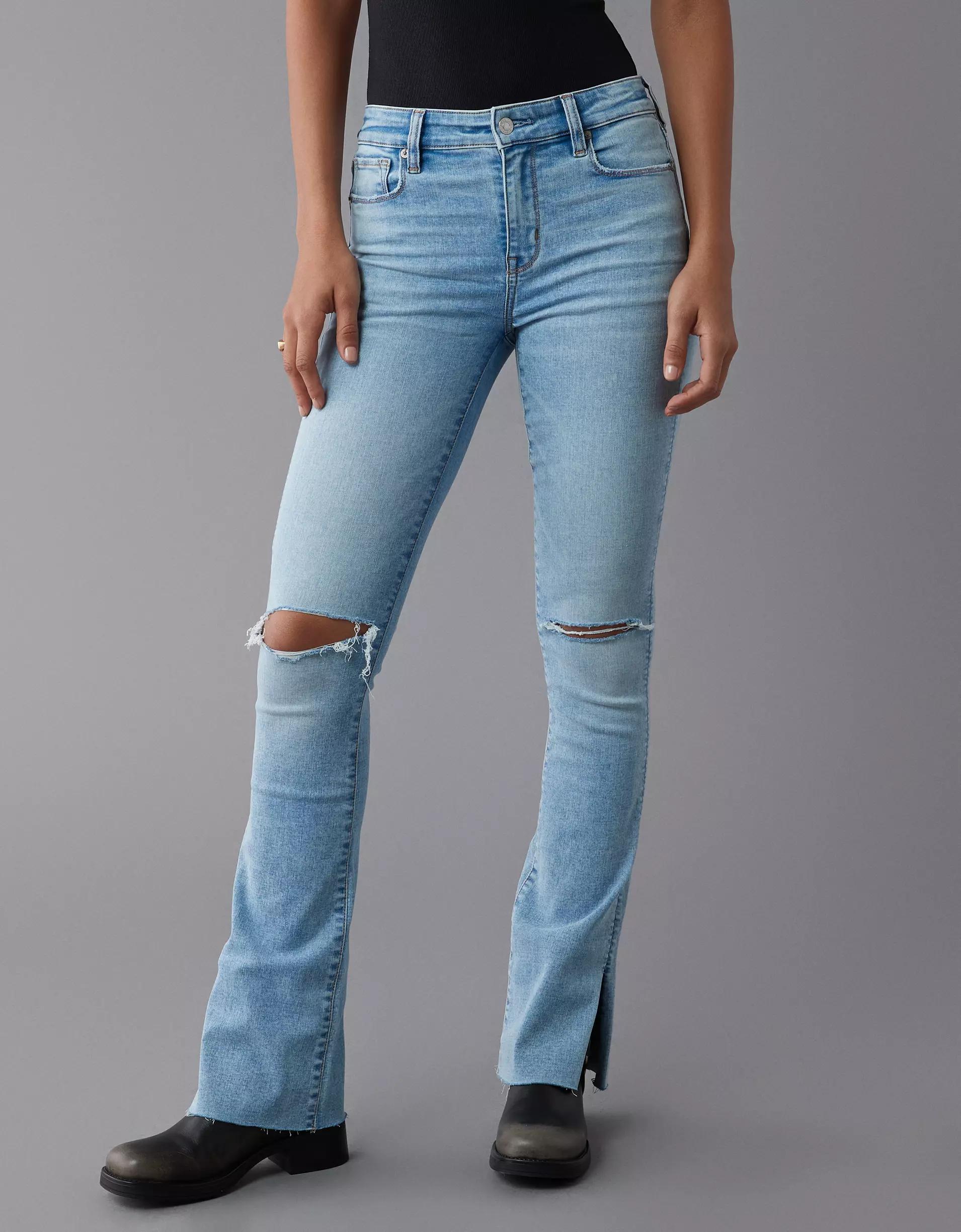 AE Next Level High-Waisted Ripped Skinny Kick Jean Product Image