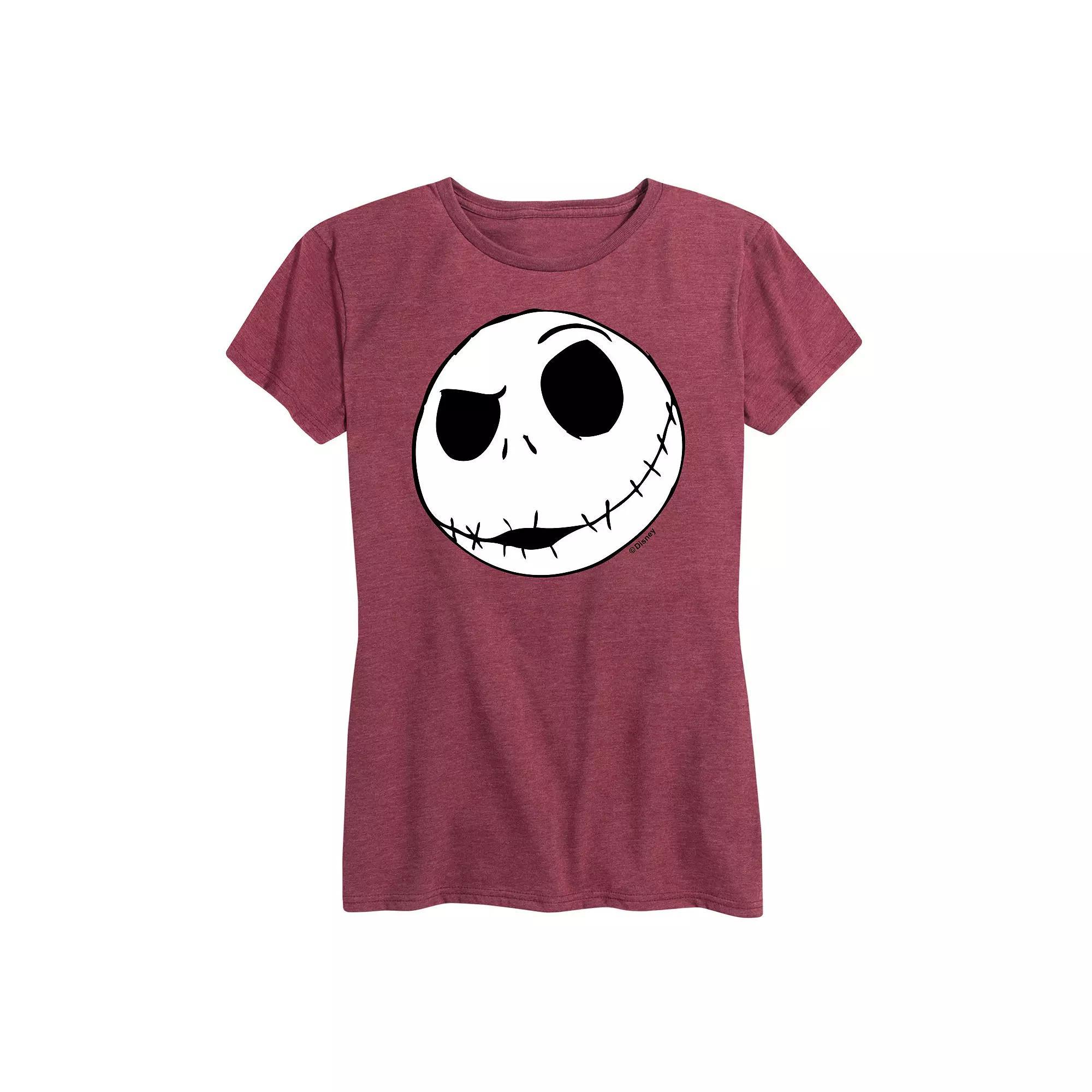 Disney's Nightmare Before Christmas Women's Jack Face Graphic Tee, Girl's, Size: Small, Dark Red Product Image