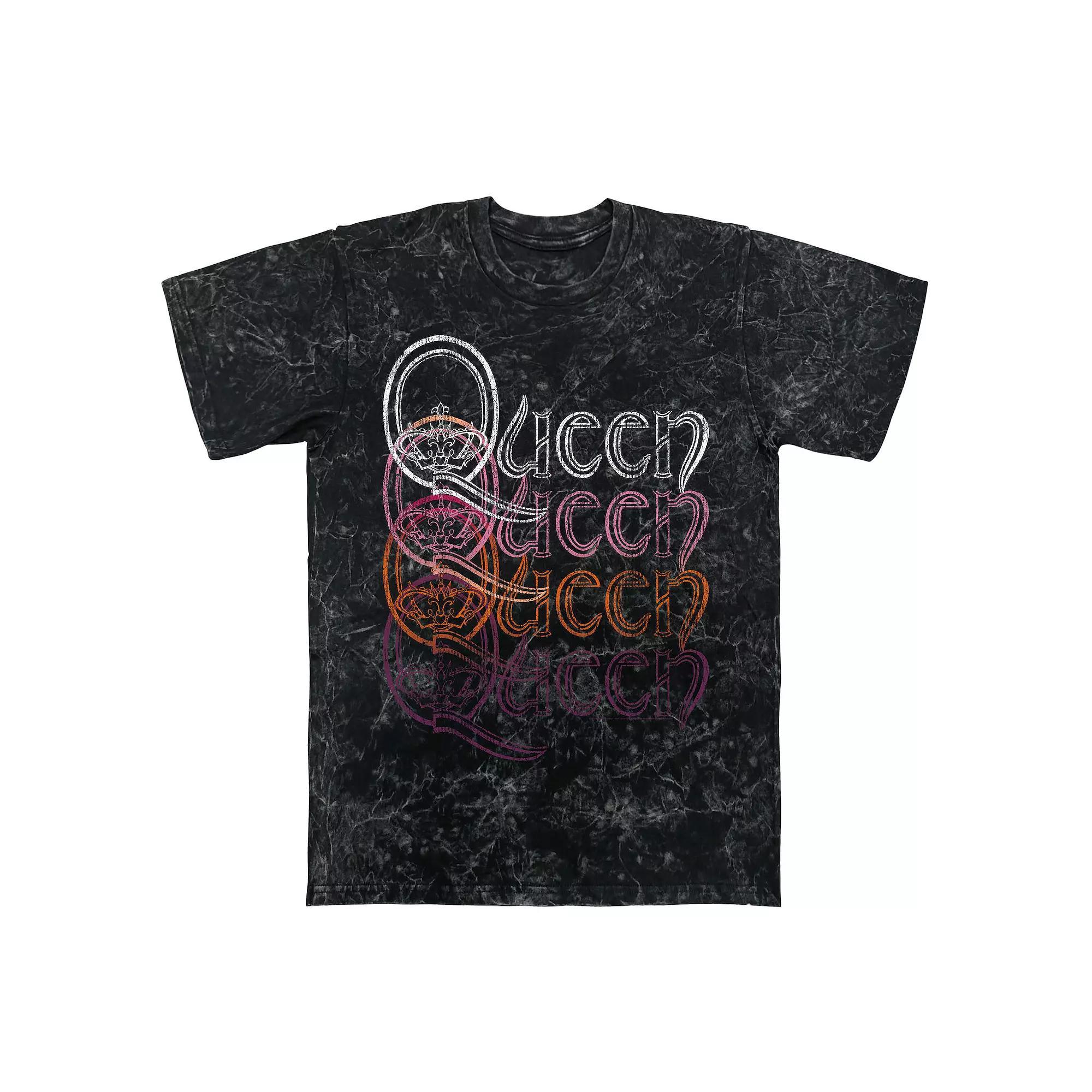 Men's Queen Repeat Mineral Wash Graphic Tee, Size: Large, Black Mineral Wash Product Image
